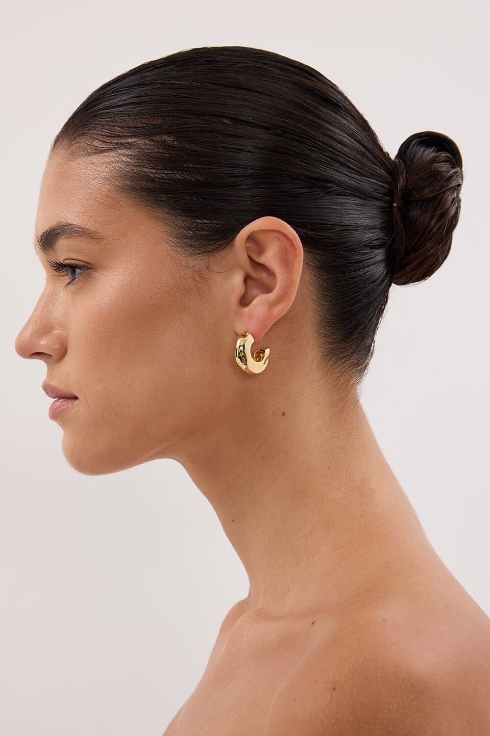F+H GOLD HAMMERED CHUBBY HOOPS Accessories F+H STUDIOS 