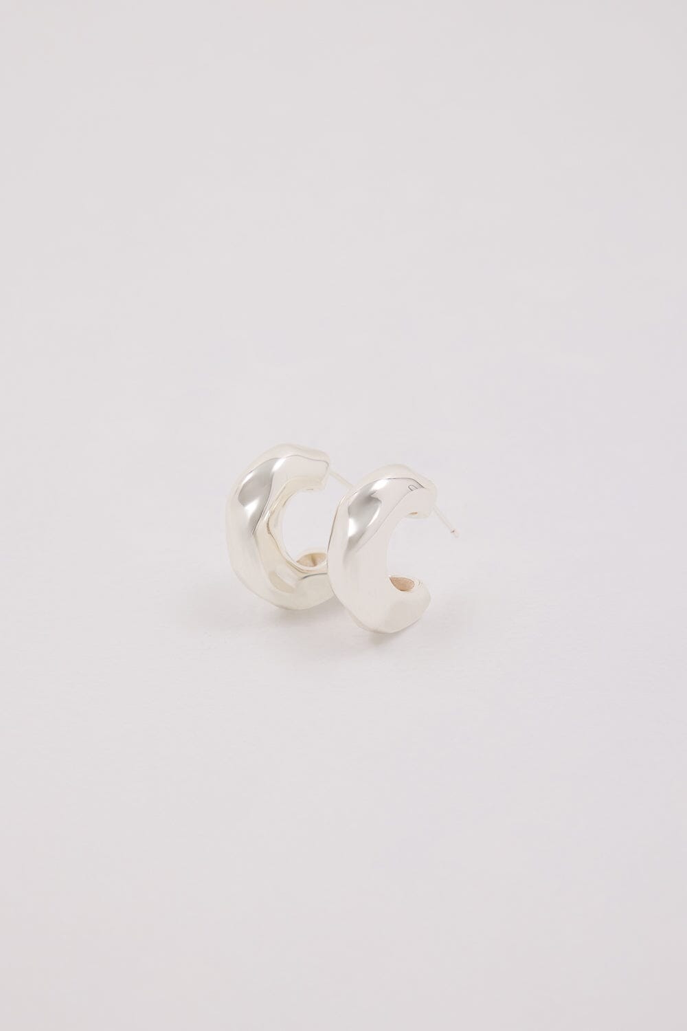 F+H SILVER HAMMERED CHUBBY HOOPS Accessories DISSH Boutiques 