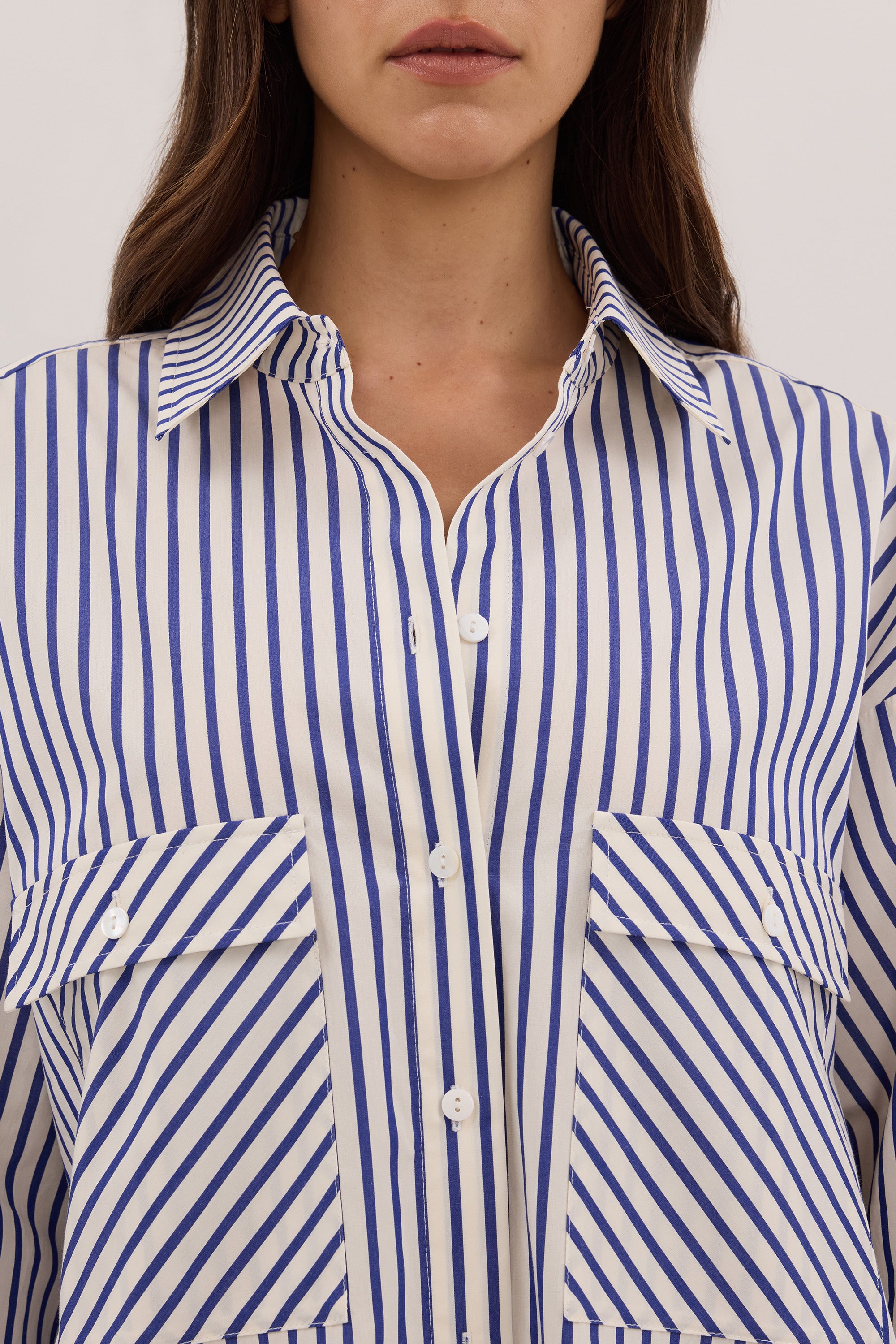 HELENE BLUE STRIPE COTTON SHIRT