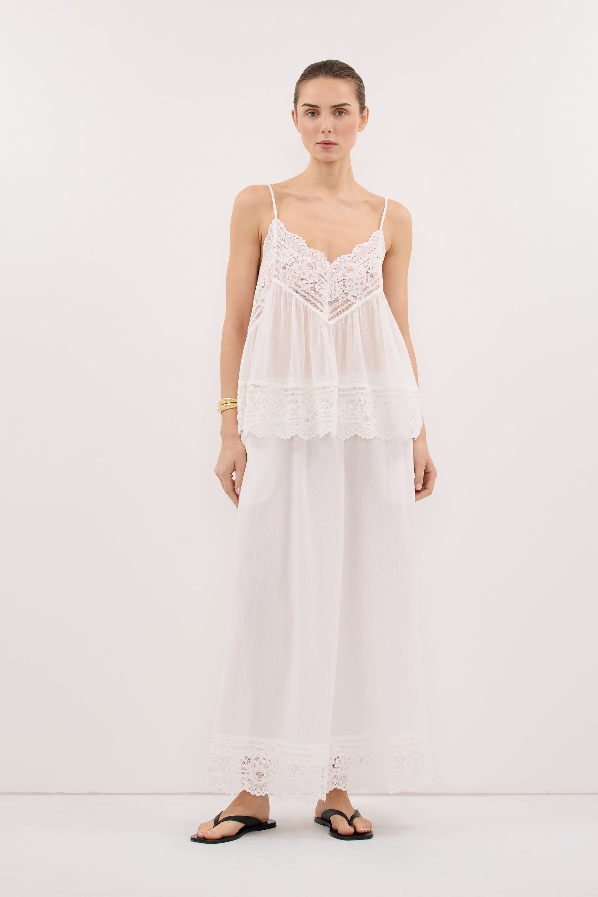 ELISA WHITE COTTON SHEER TOP