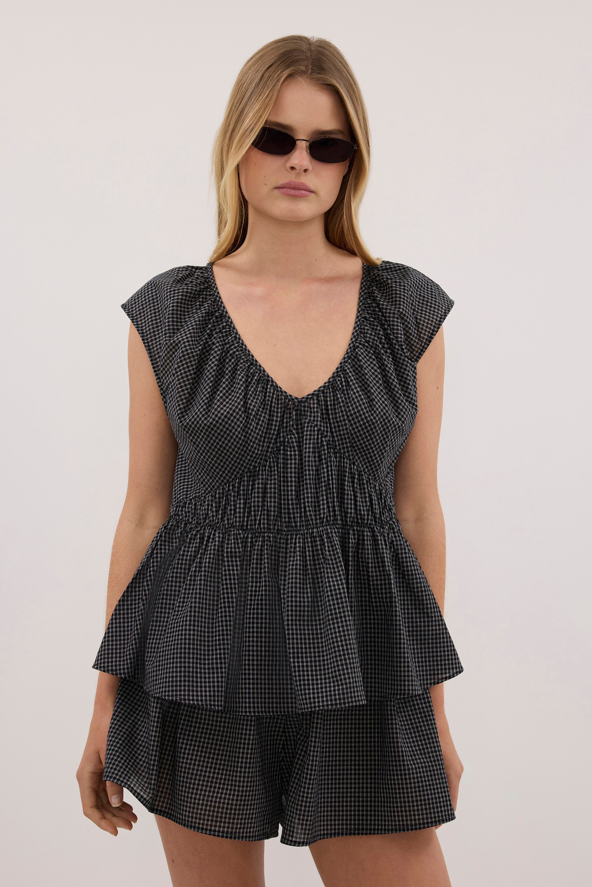 ARABELLA BLACK CHECK TOP