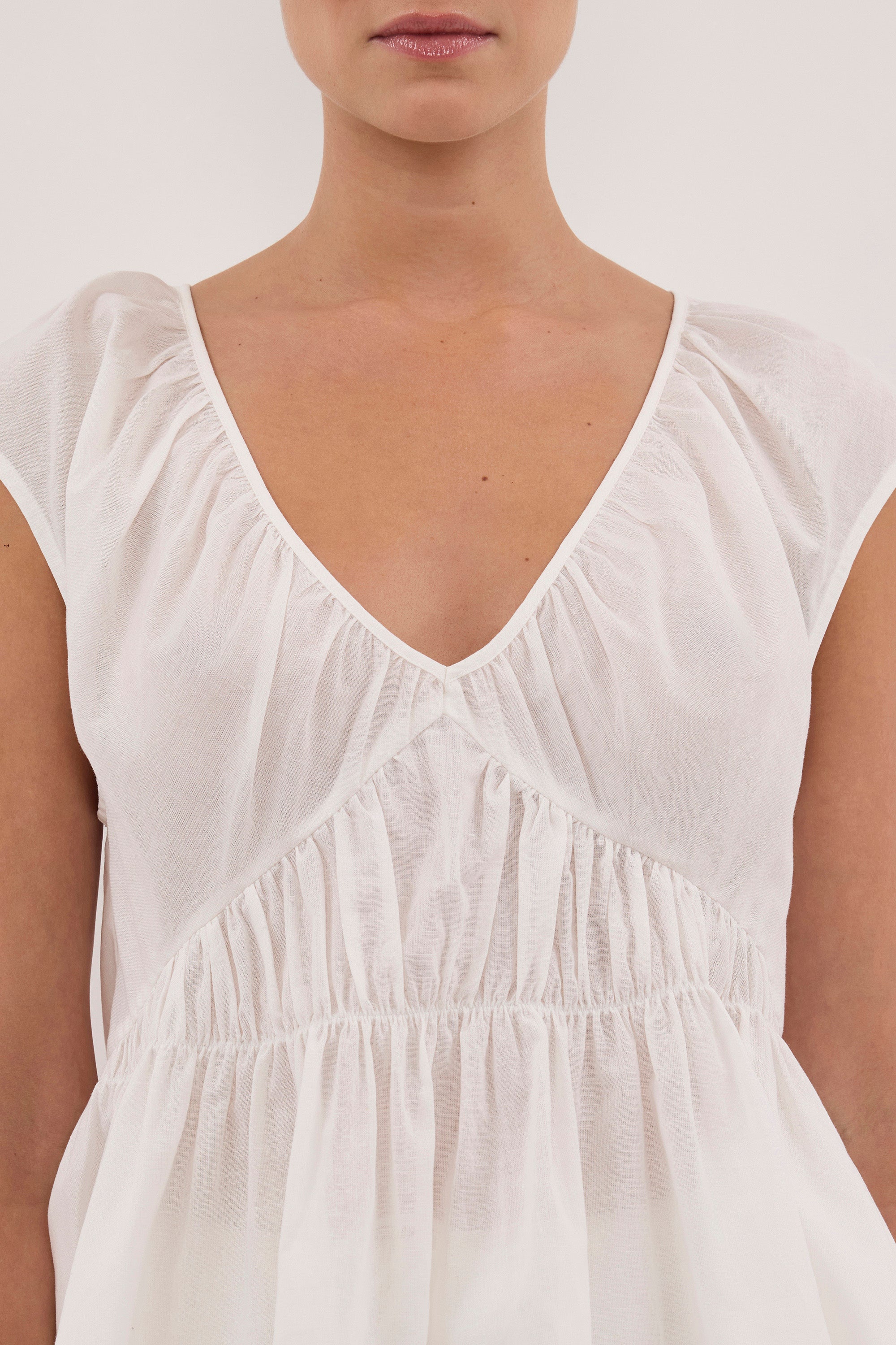 BILLIE WHITE LINEN BLEND TOP