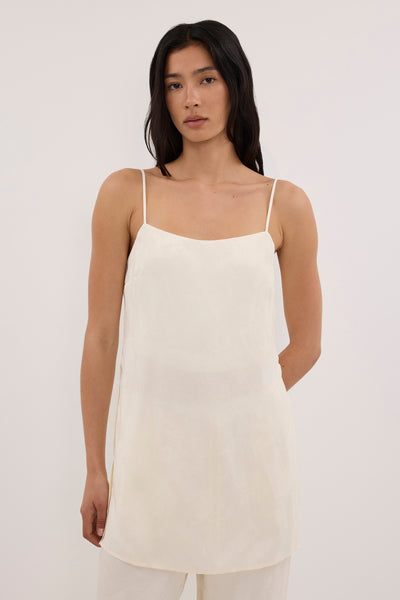 Zoey wearing NARA MILK JACQUARD LONGLINE CAMI TOP