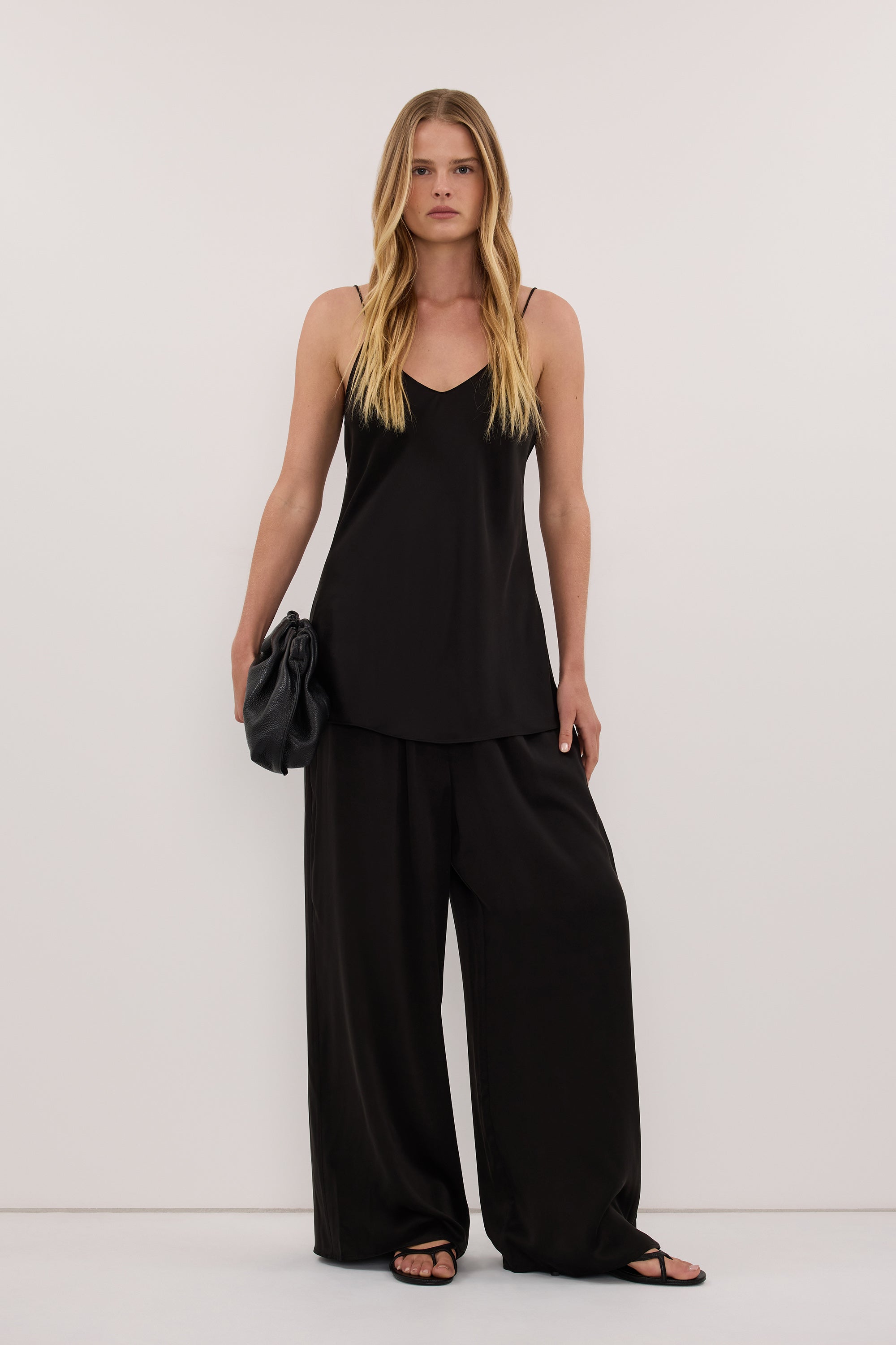 JOANNE BLACK SILK SLIP TOP