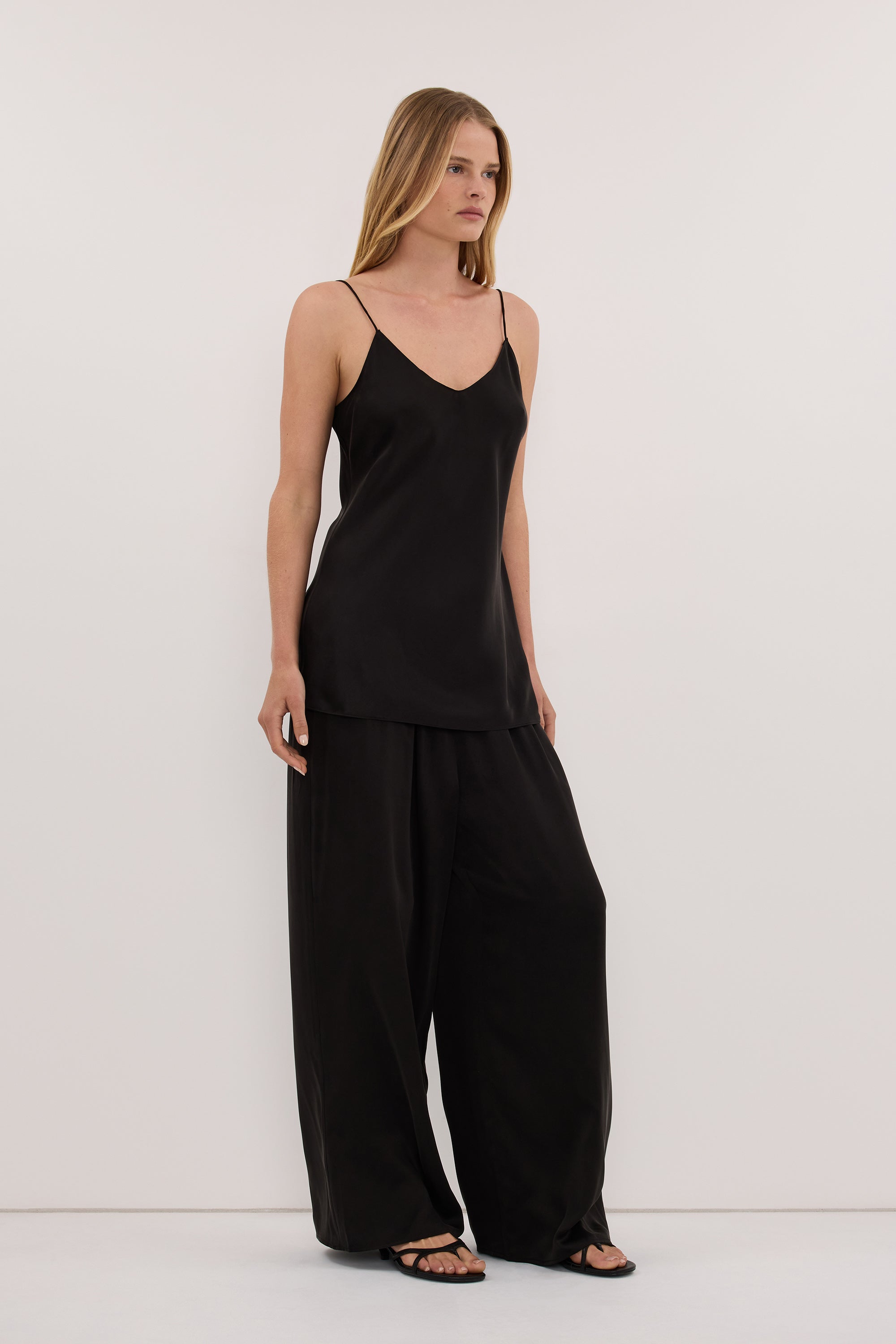 JOANNE BLACK SILK SLIP TOP
