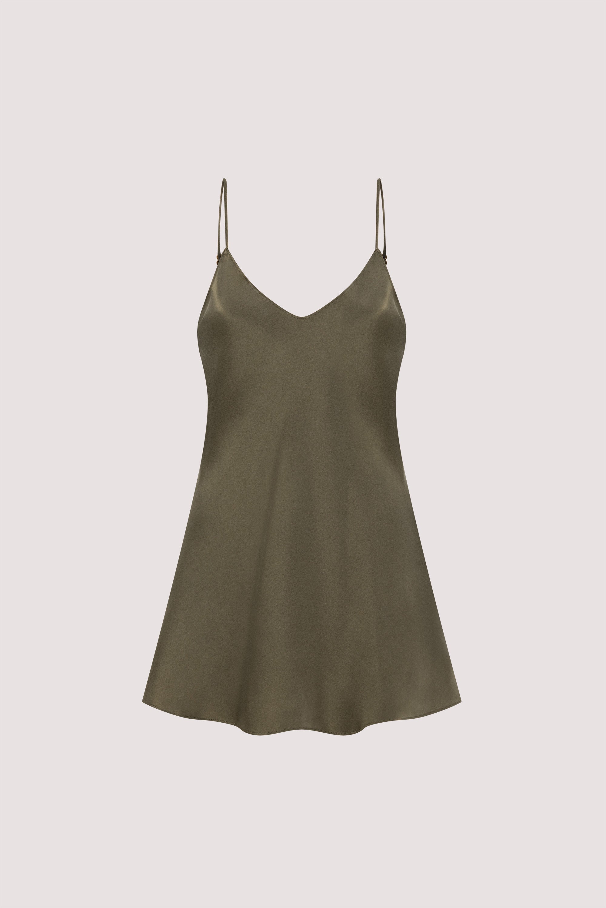 JOANNE OLIVE SILK SLIP TOP