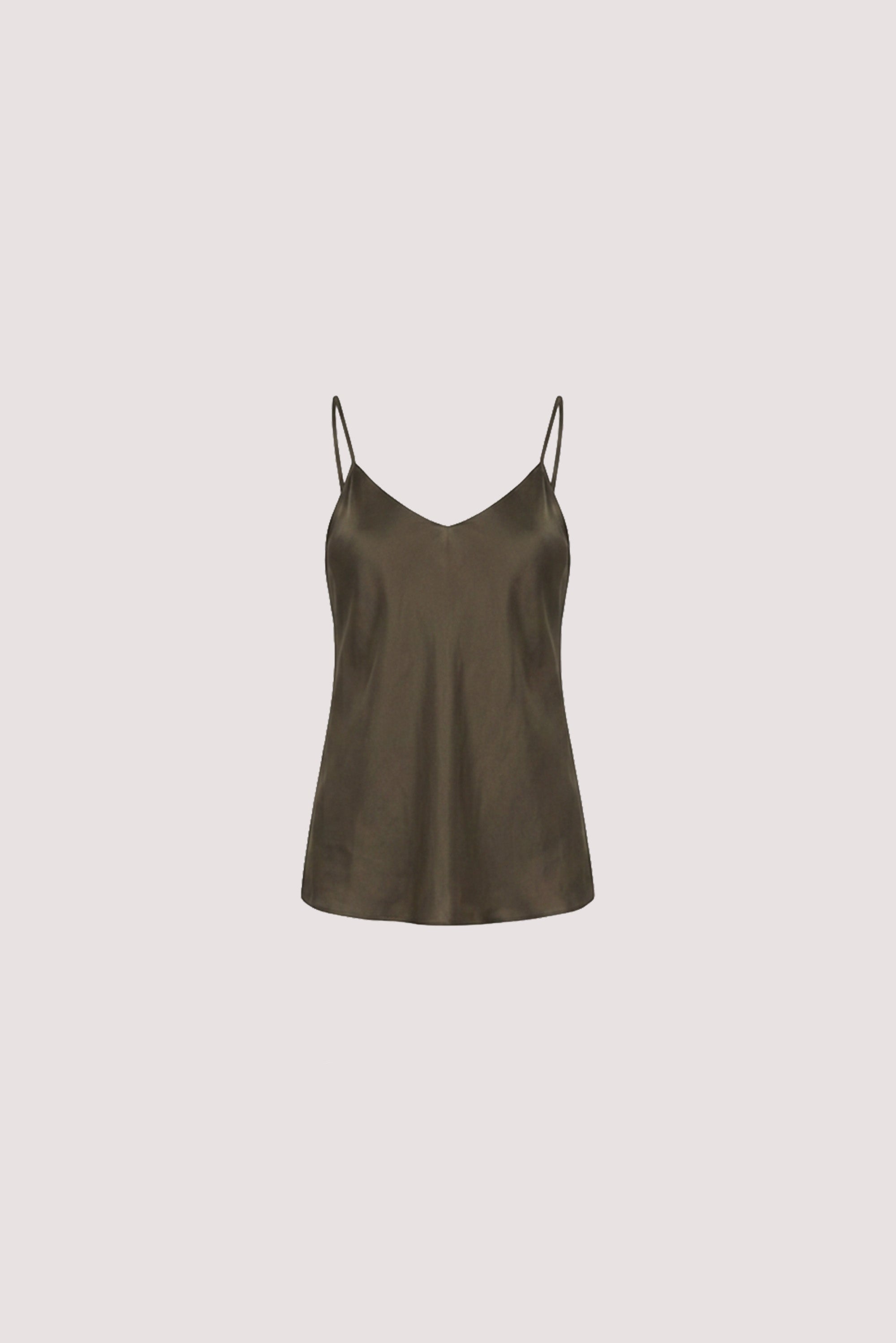 JOANNE OLIVE SILK SLIP TOP - PRE ORDER