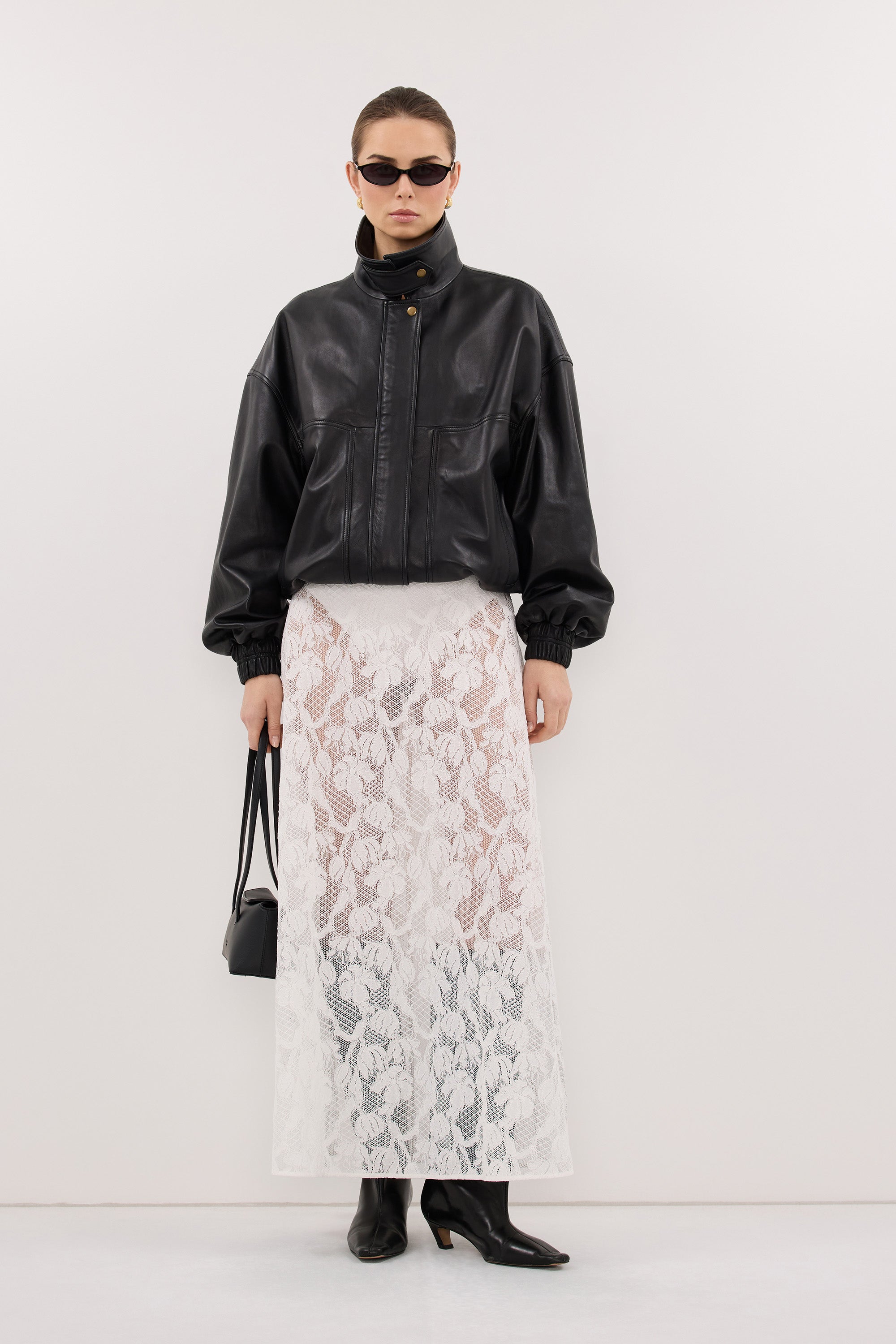 LUCINE WHITE LACE MAXI SKIRT