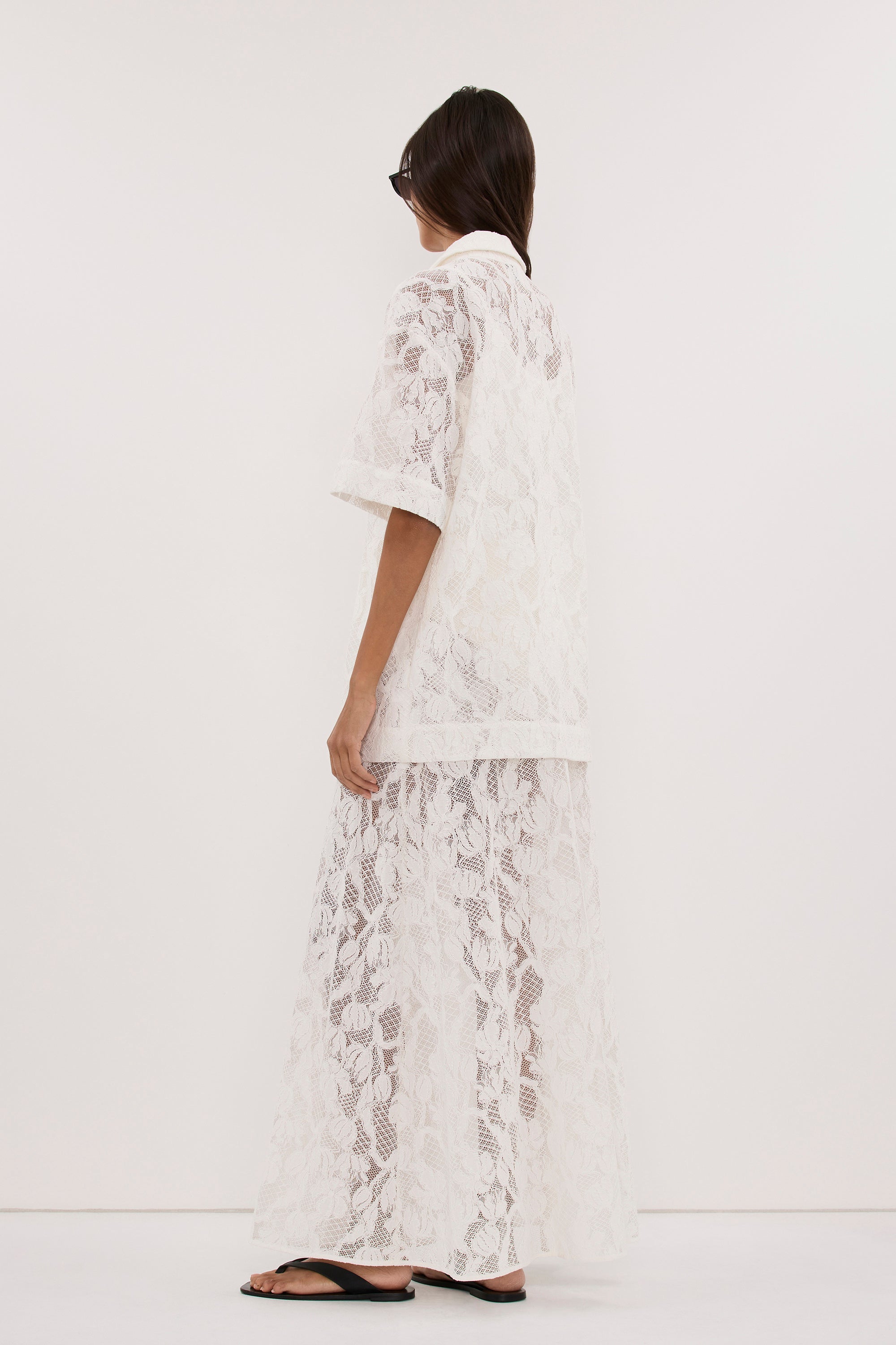 LUCINE WHITE LACE MAXI SKIRT