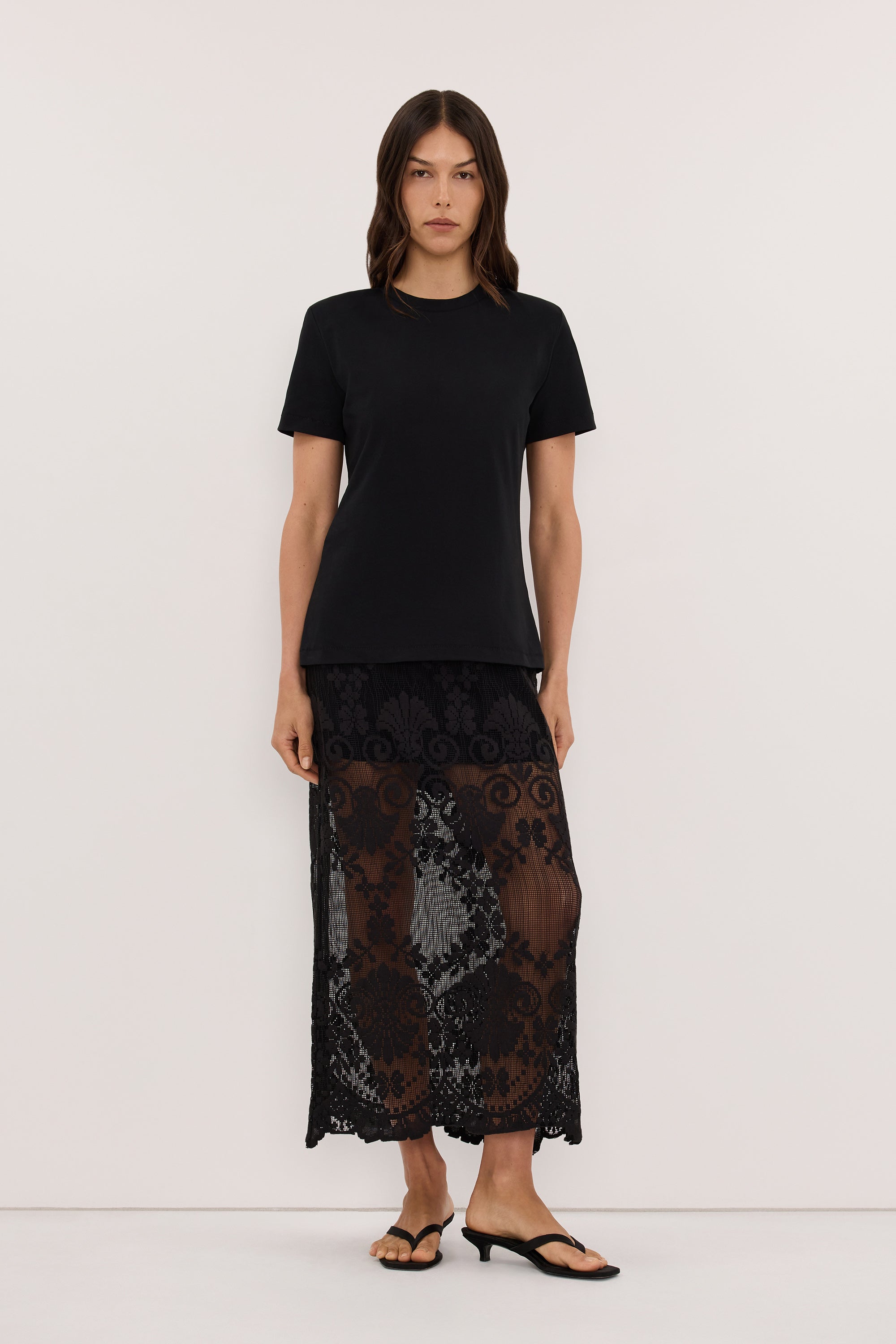 REINA BLACK LACE MIDI SKIRT - PRE ORDER