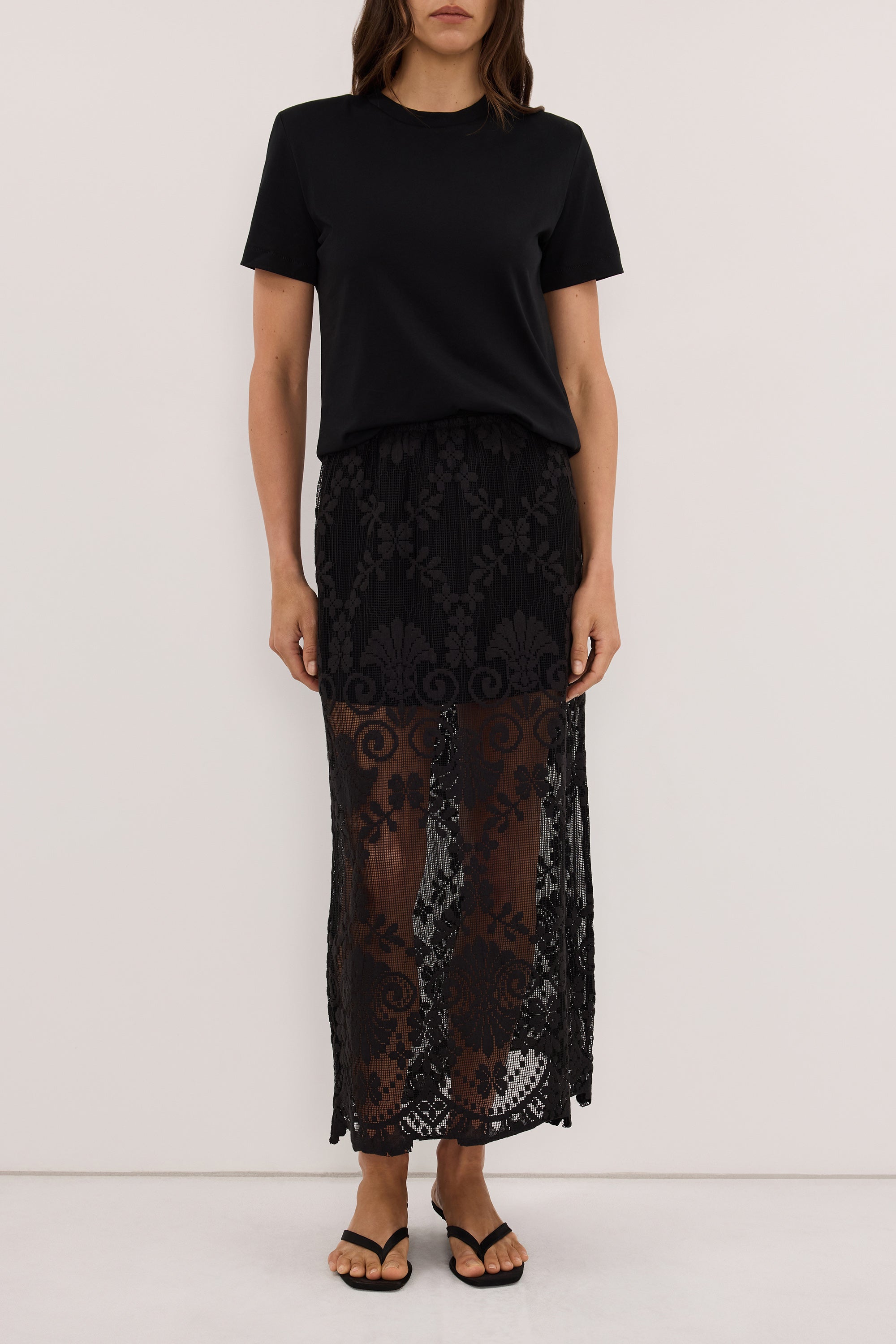 REINA BLACK LACE MIDI SKIRT - PRE ORDER
