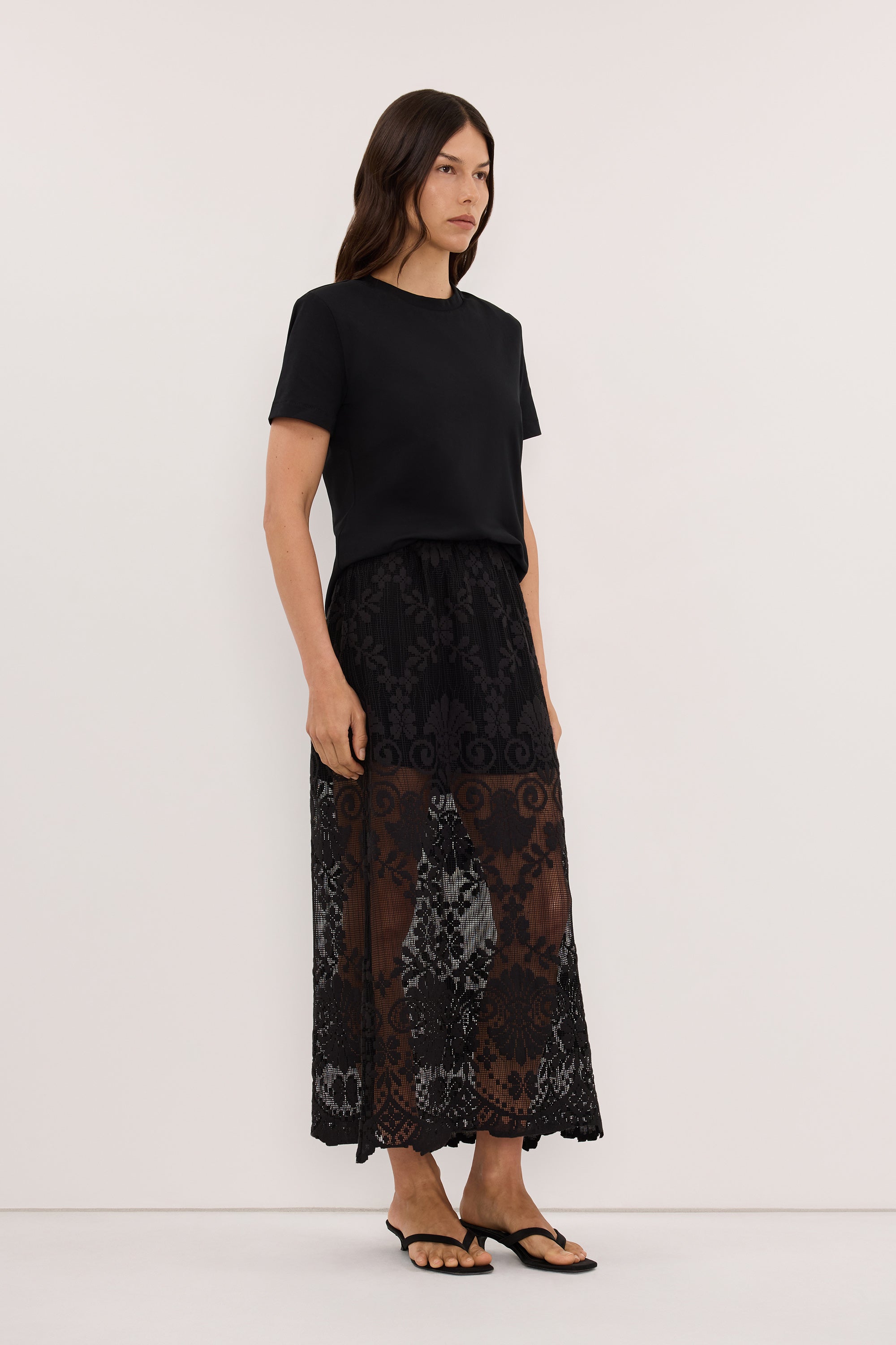 REINA BLACK LACE MIDI SKIRT - PRE ORDER