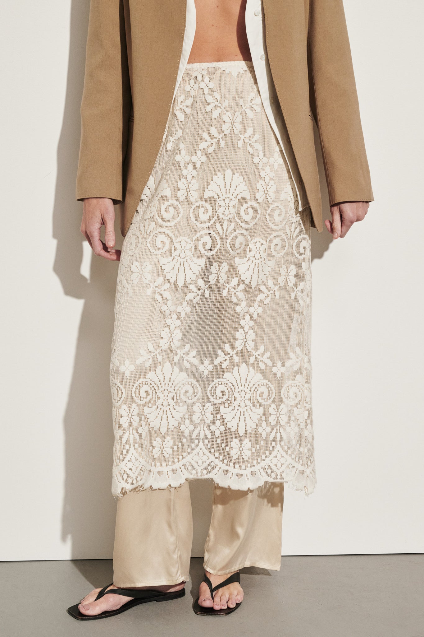 REINA IVORY LACE MIDI SKIRT
