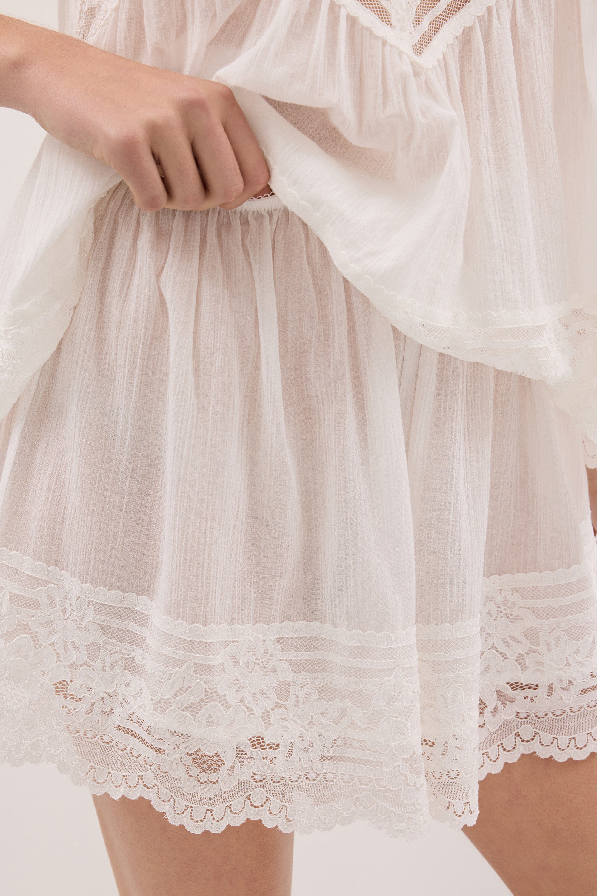 ELISA WHITE COTTON SHEER SHORT