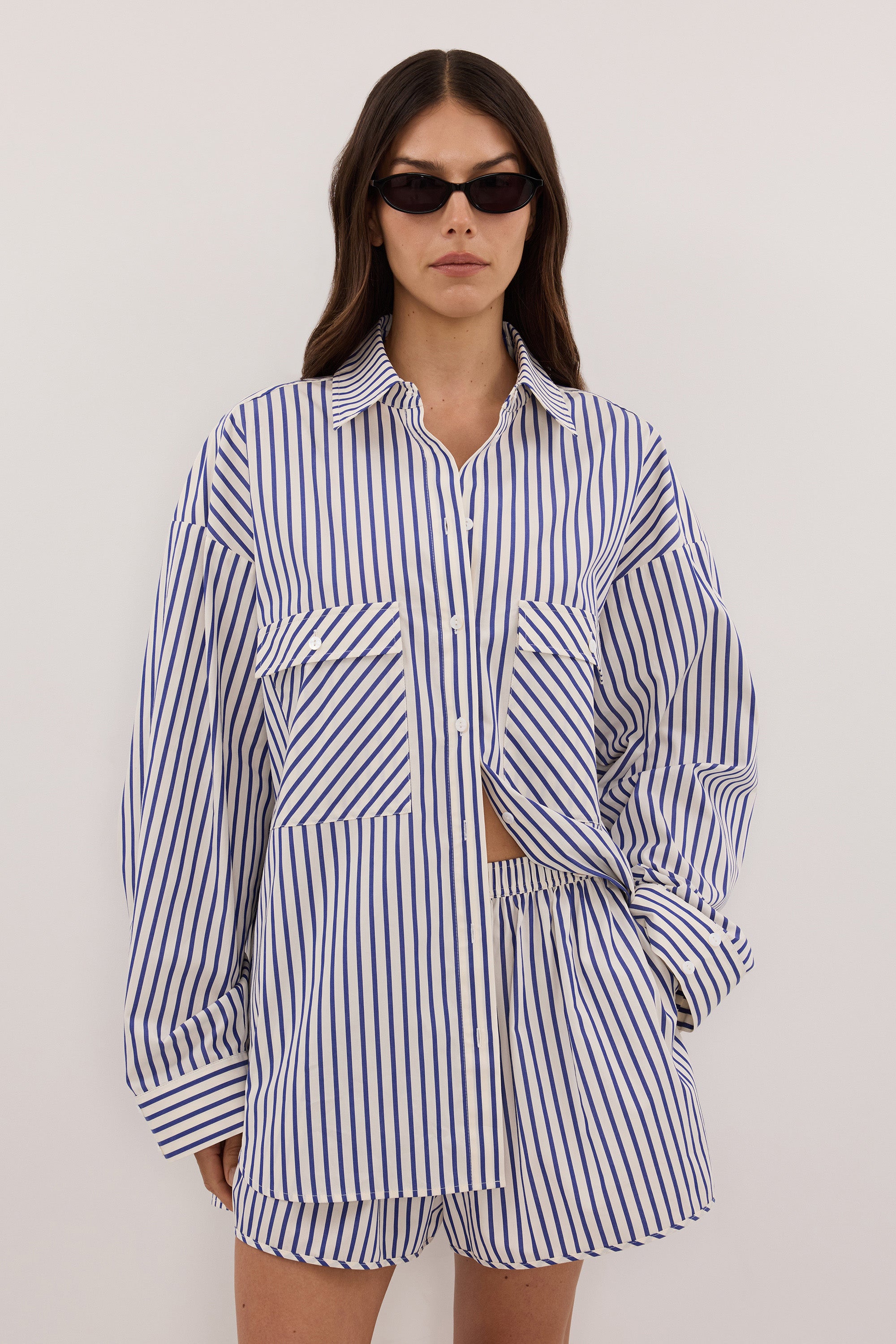 HELENE BLUE STRIPE COTTON SHORT