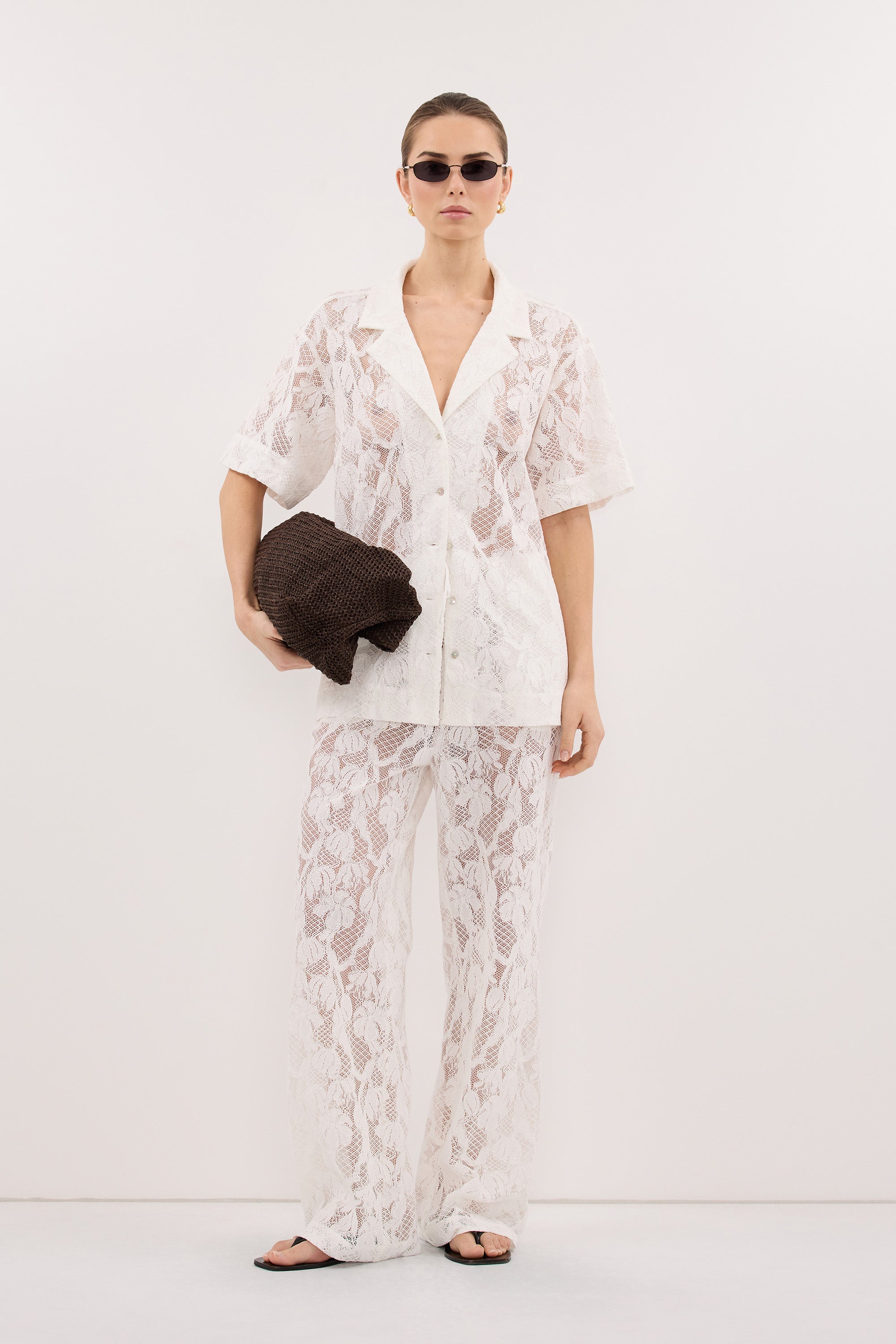 LUCINE WHITE LACE PANT