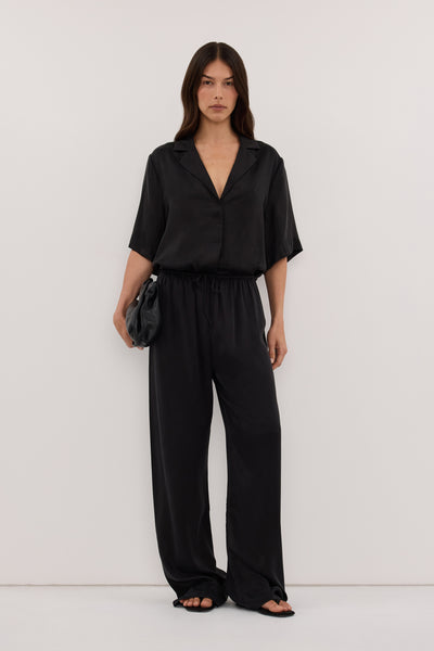 Helena  wearing MICAH BLACK SILK PANT