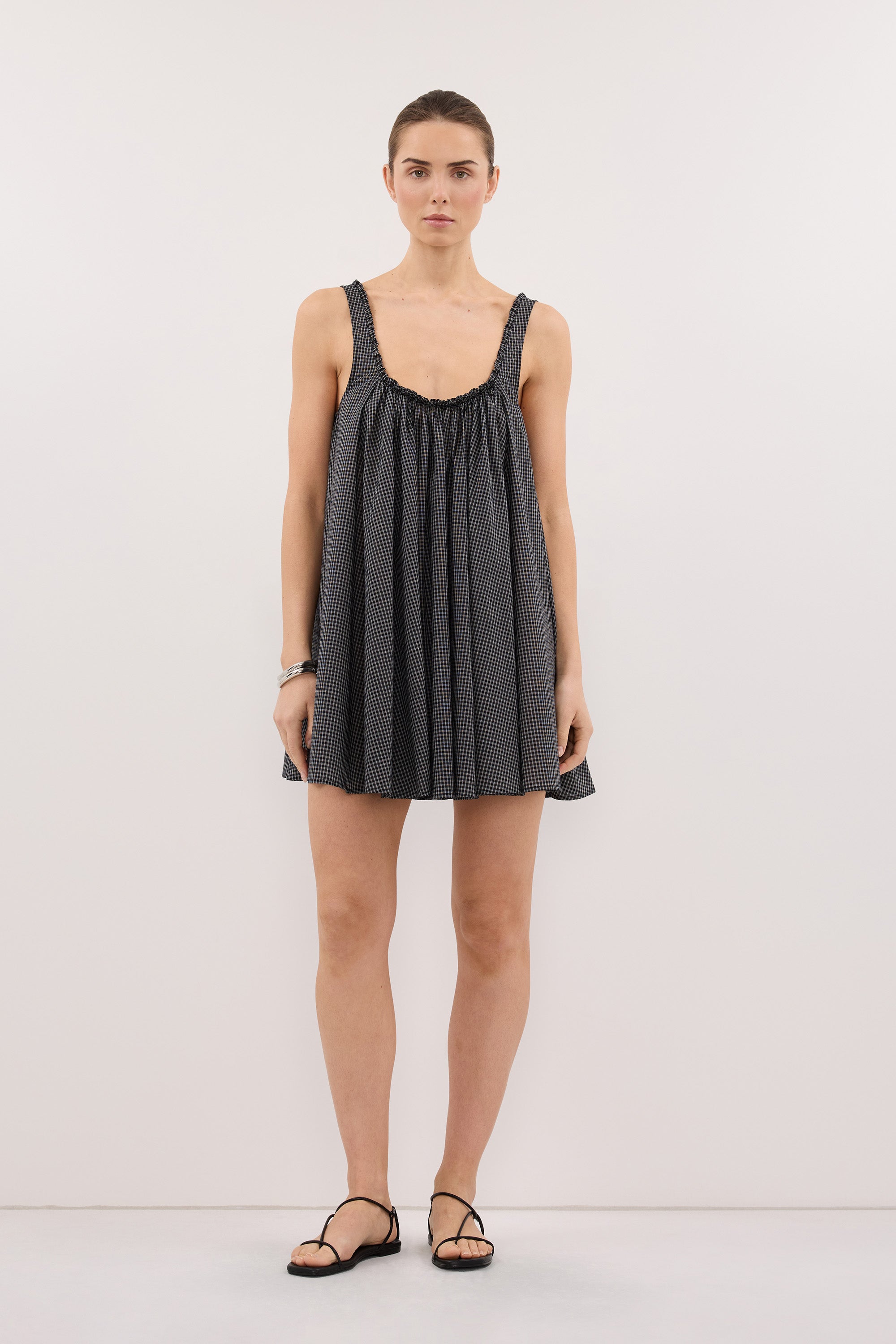 ARABELLA BLACK CHECK MINI DRESS