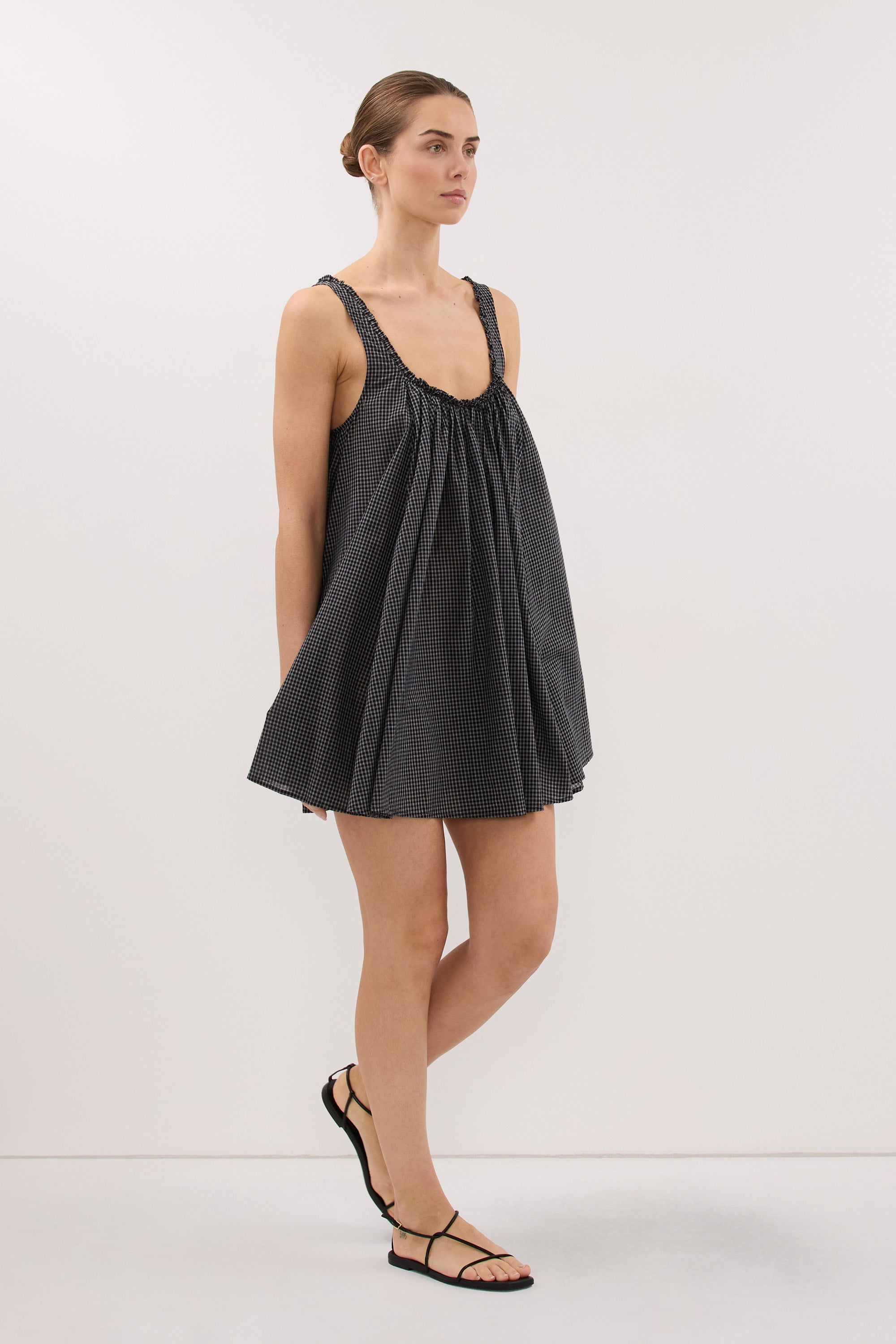 ARABELLA BLACK CHECK MINI DRESS
