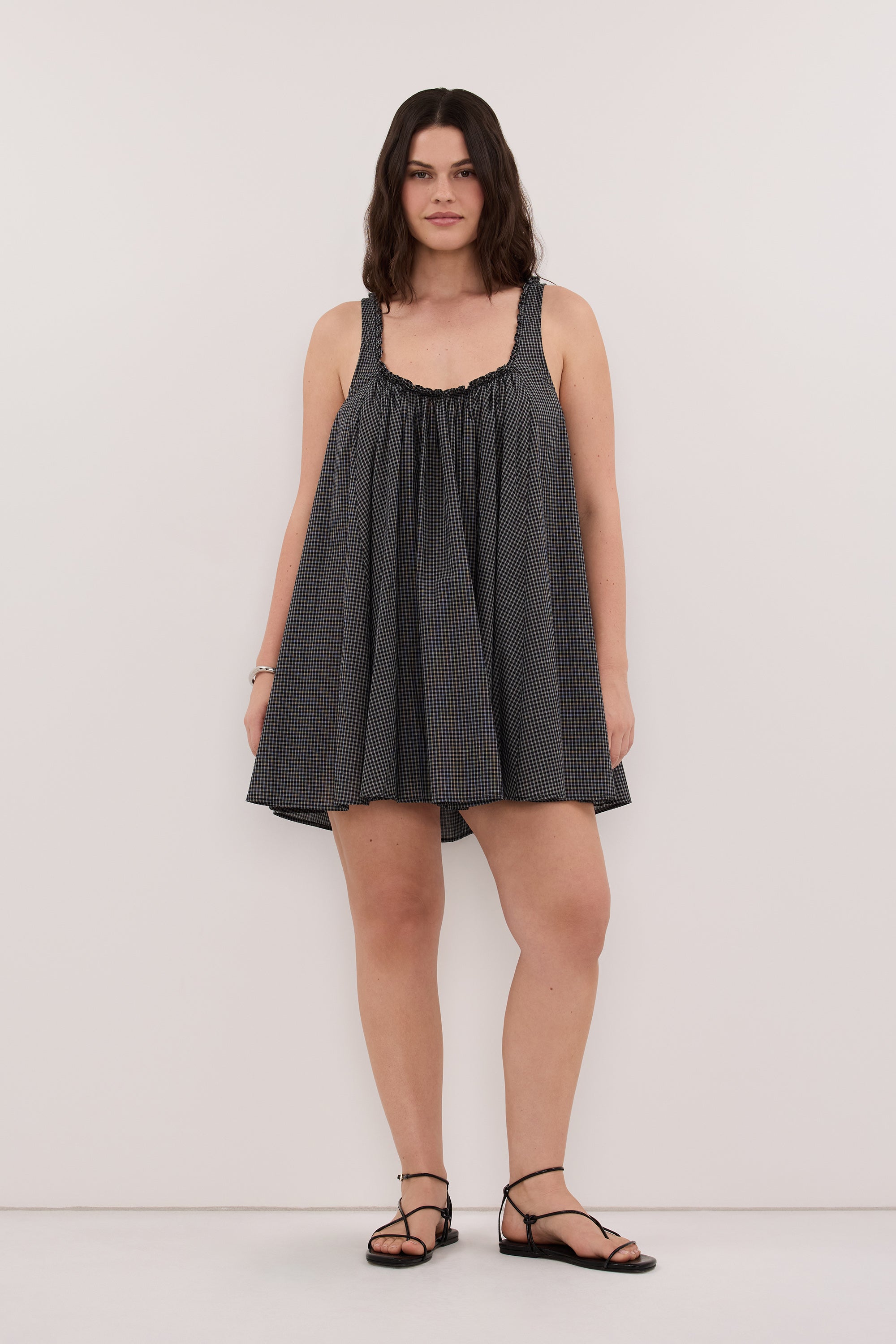 ARABELLA BLACK CHECK MINI DRESS