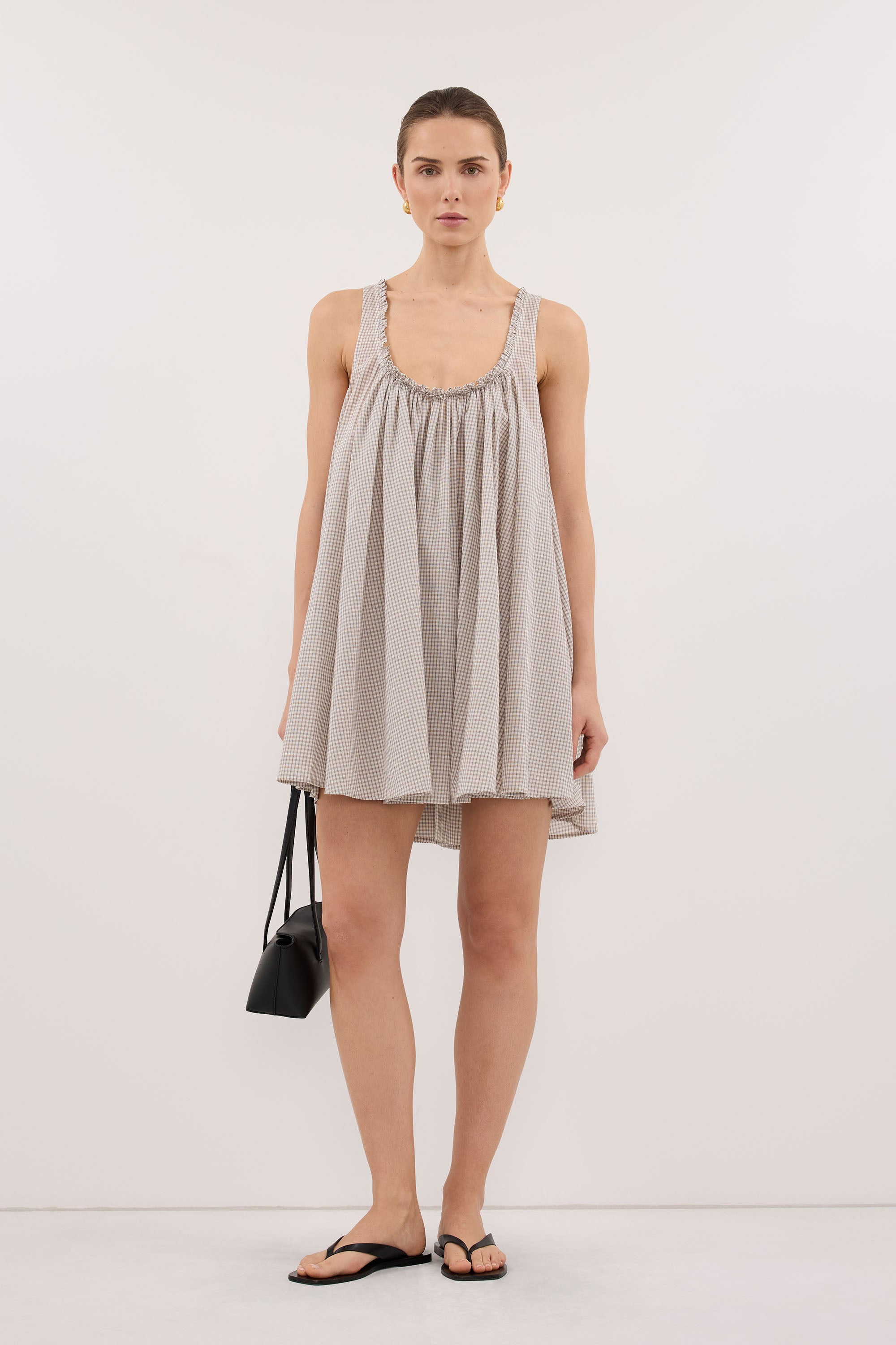 ARABELLA CREAM CHECK MINI DRESS