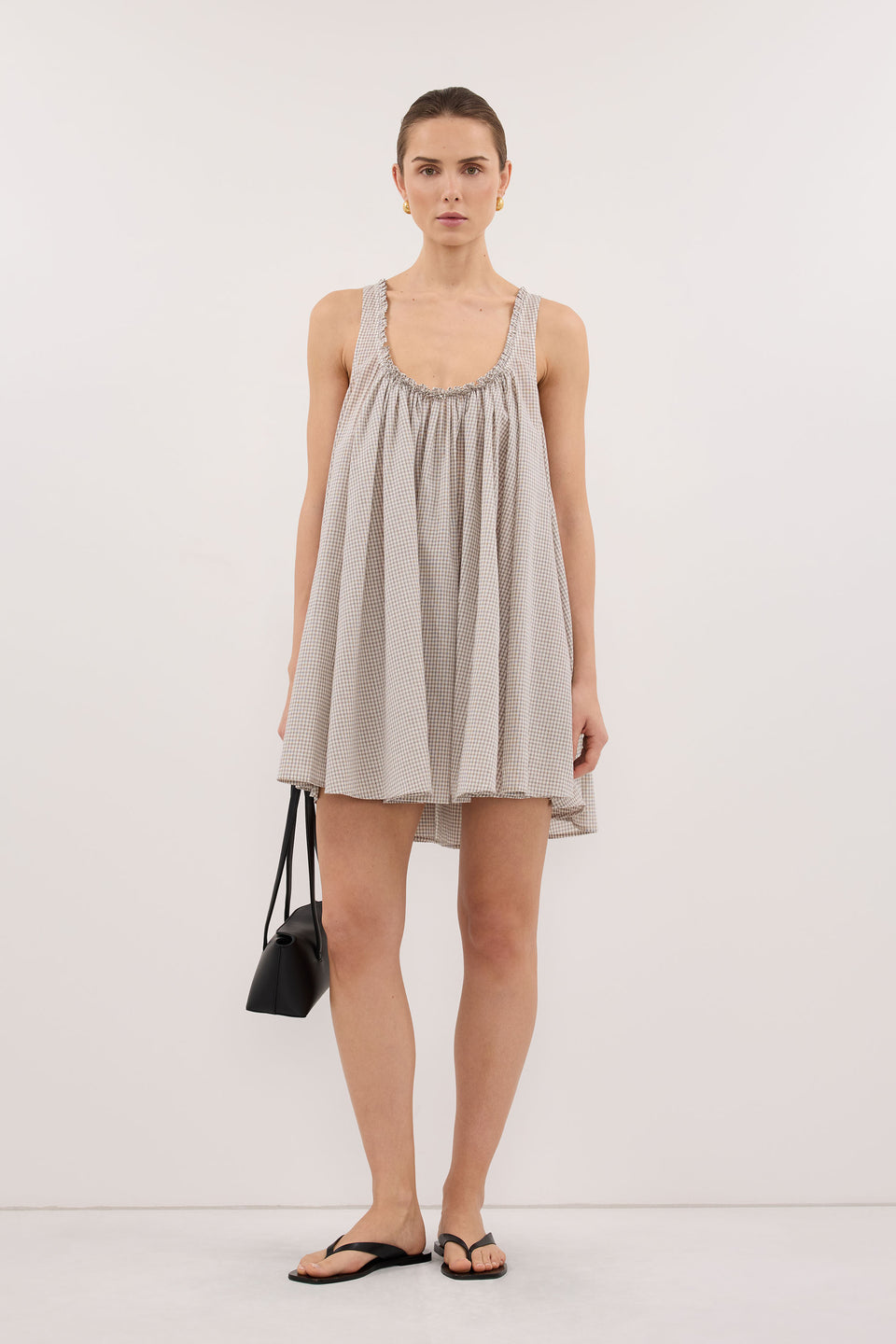 ARABELLA CREAM CHECK MINI DRESS - PRE ORDER