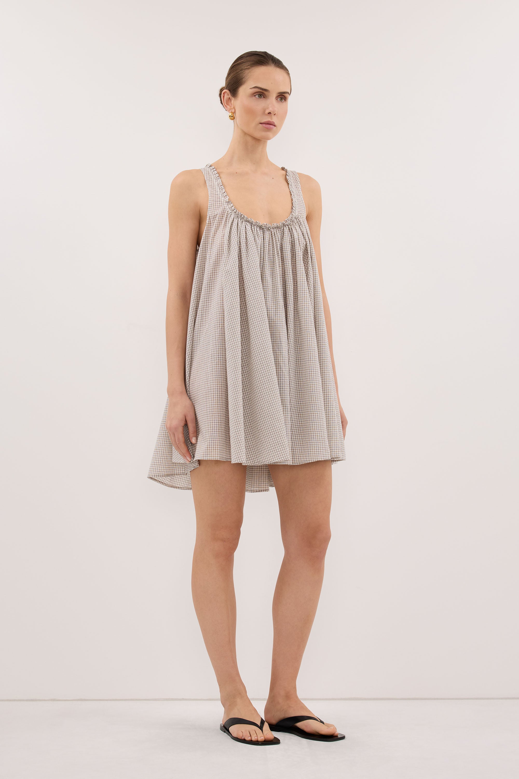 ARABELLA CREAM CHECK MINI DRESS