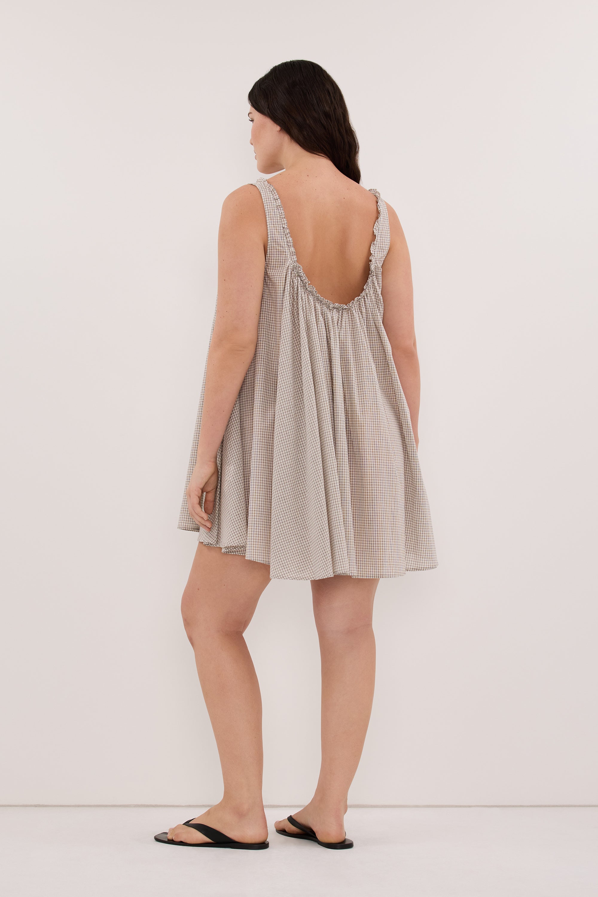 ARABELLA CREAM CHECK MINI DRESS