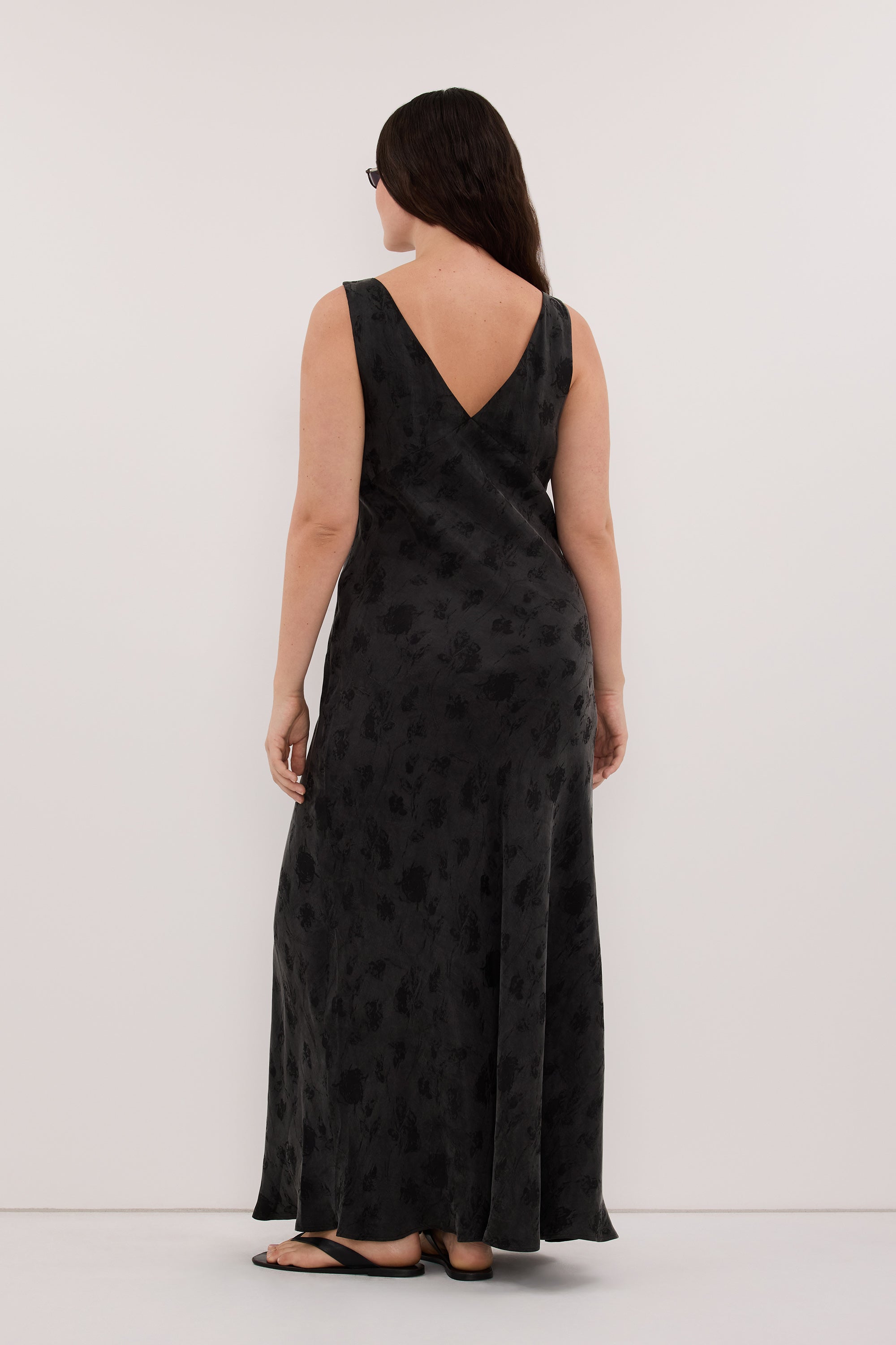NARA BLACK JACQUARD MIDI DRESS