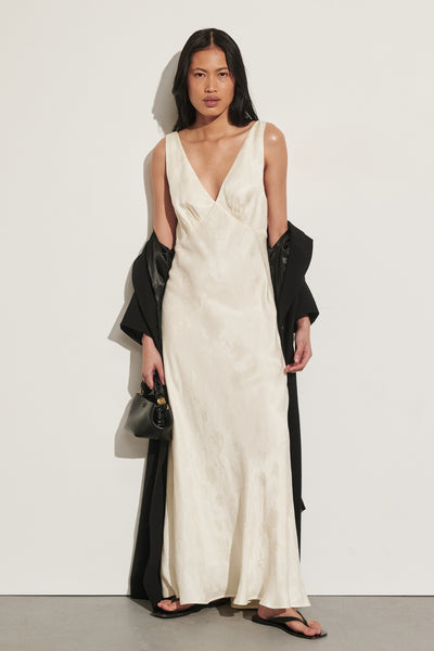 Ploy wearing NARA MILK JACQUARD MIDI DRESS