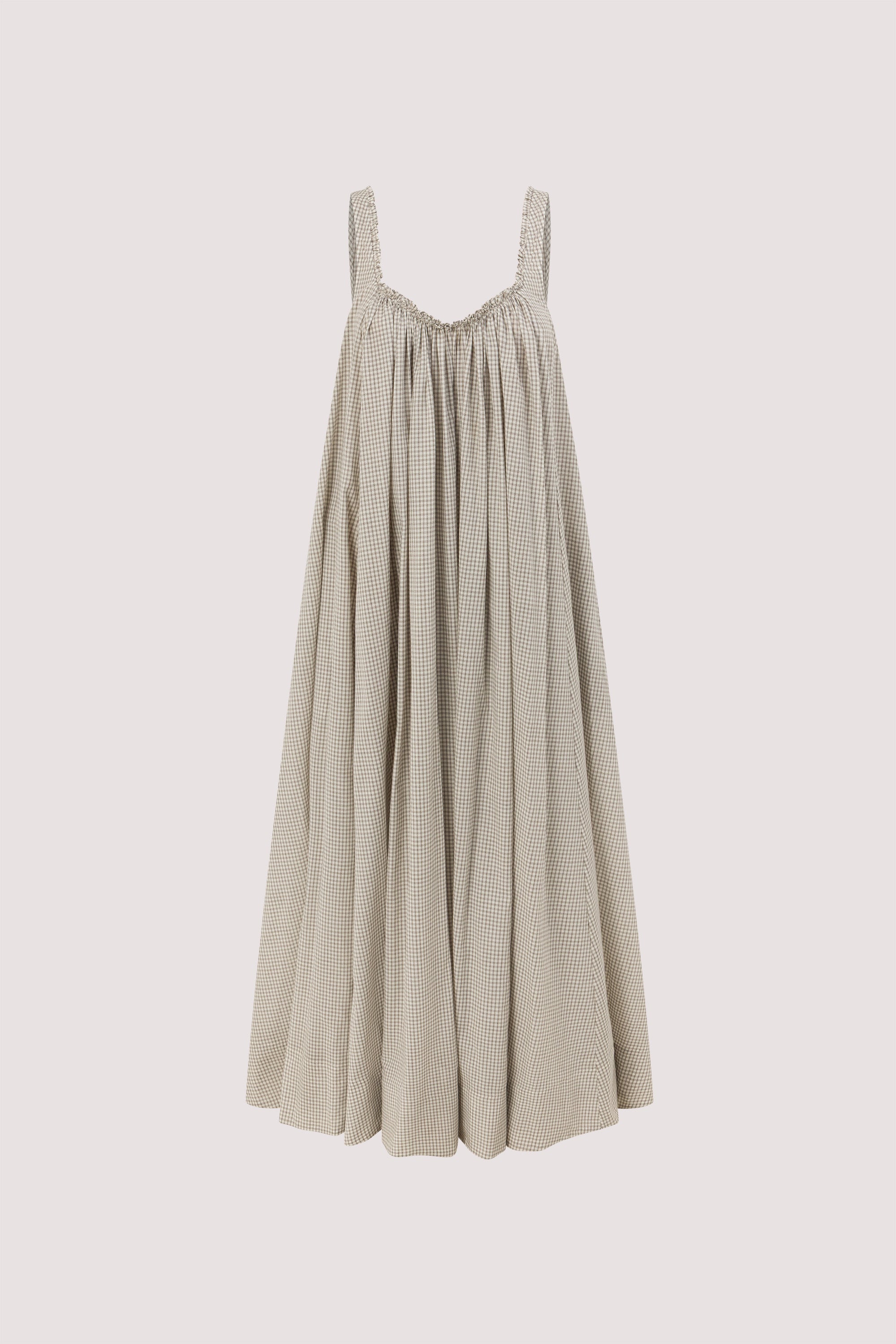 ARABELLA CREAM CHECK MIDI DRESS