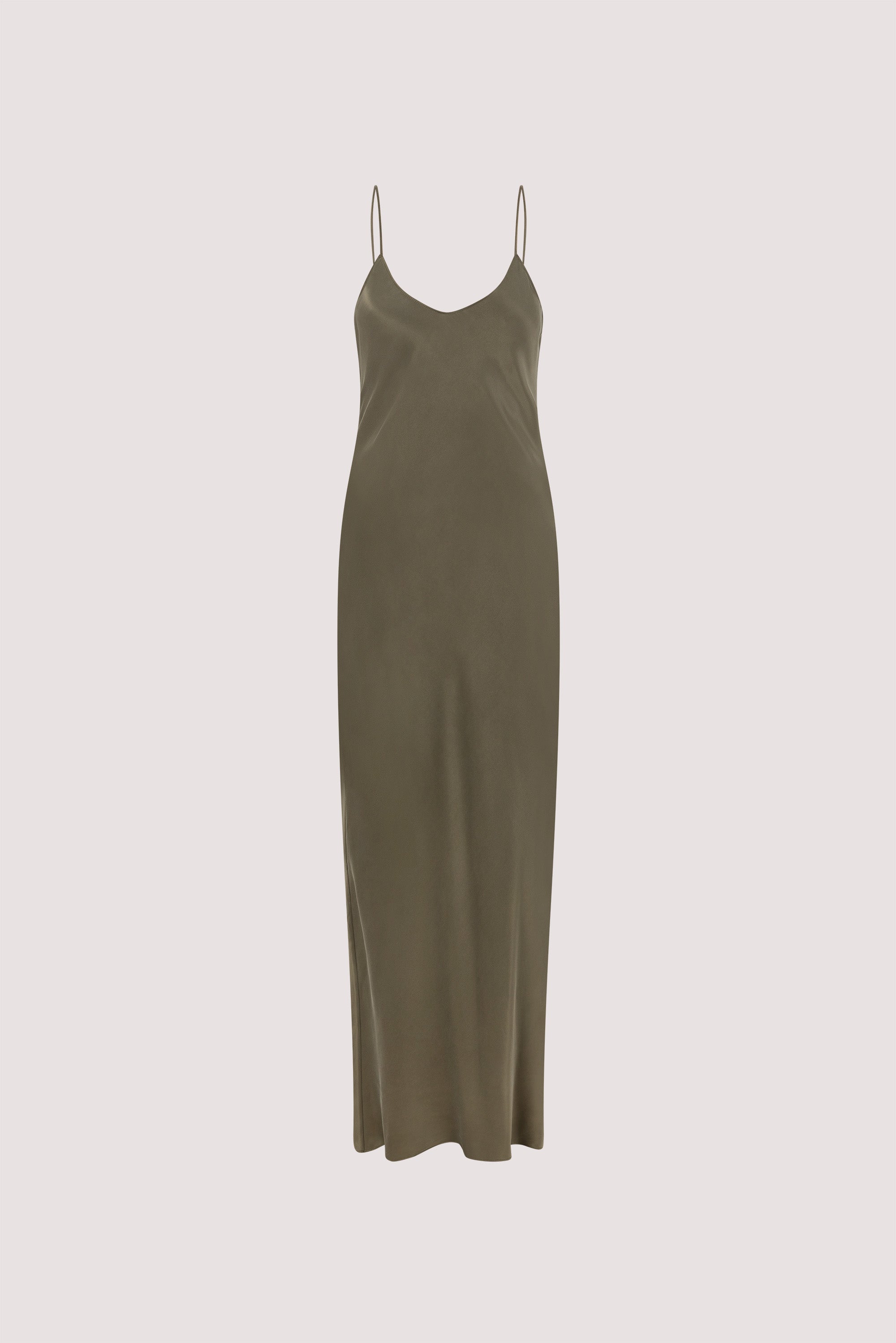 JOANNE OLIVE SILK SLIP DRESS