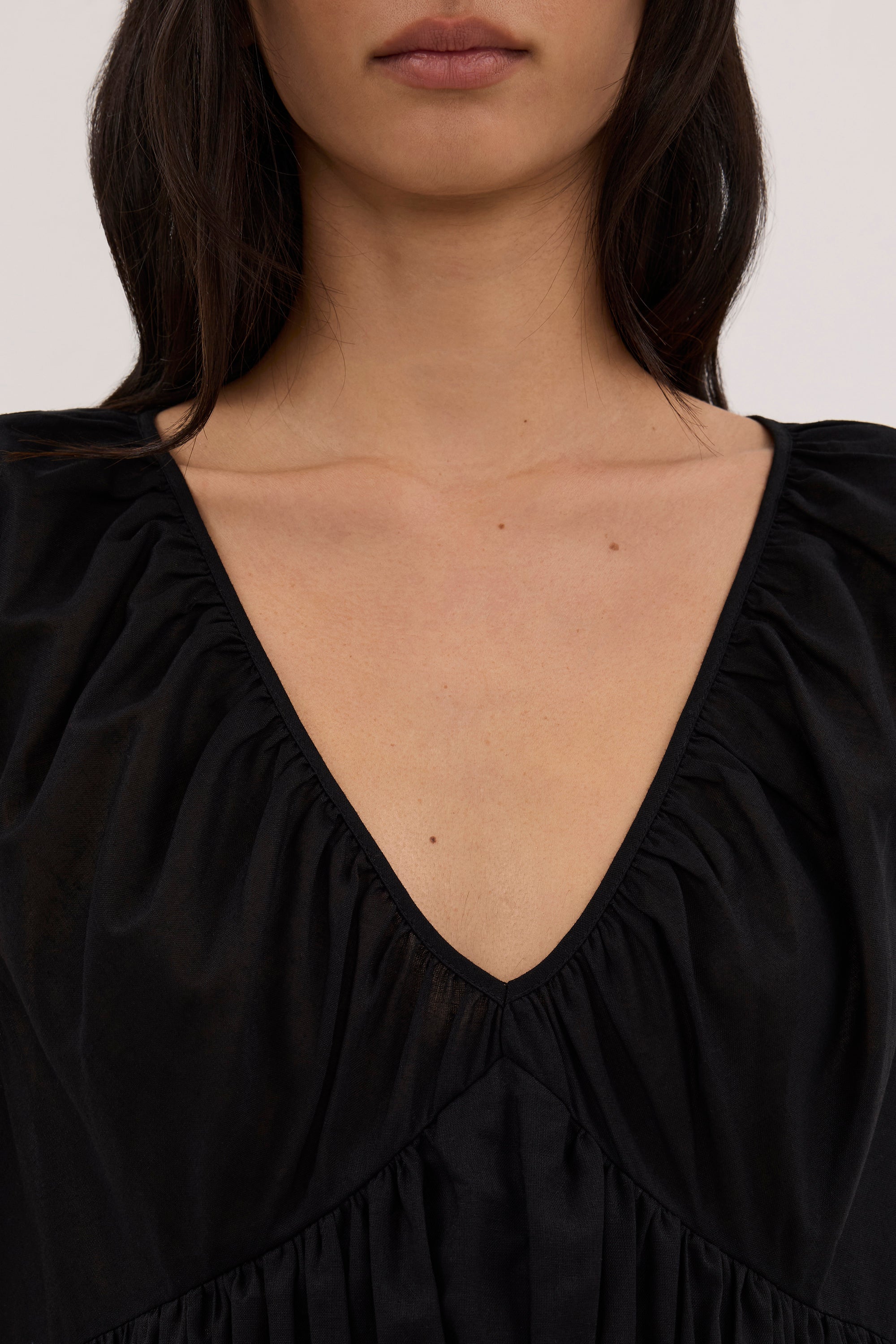 BILLIE BLACK LINEN BLEND MINI DRESS