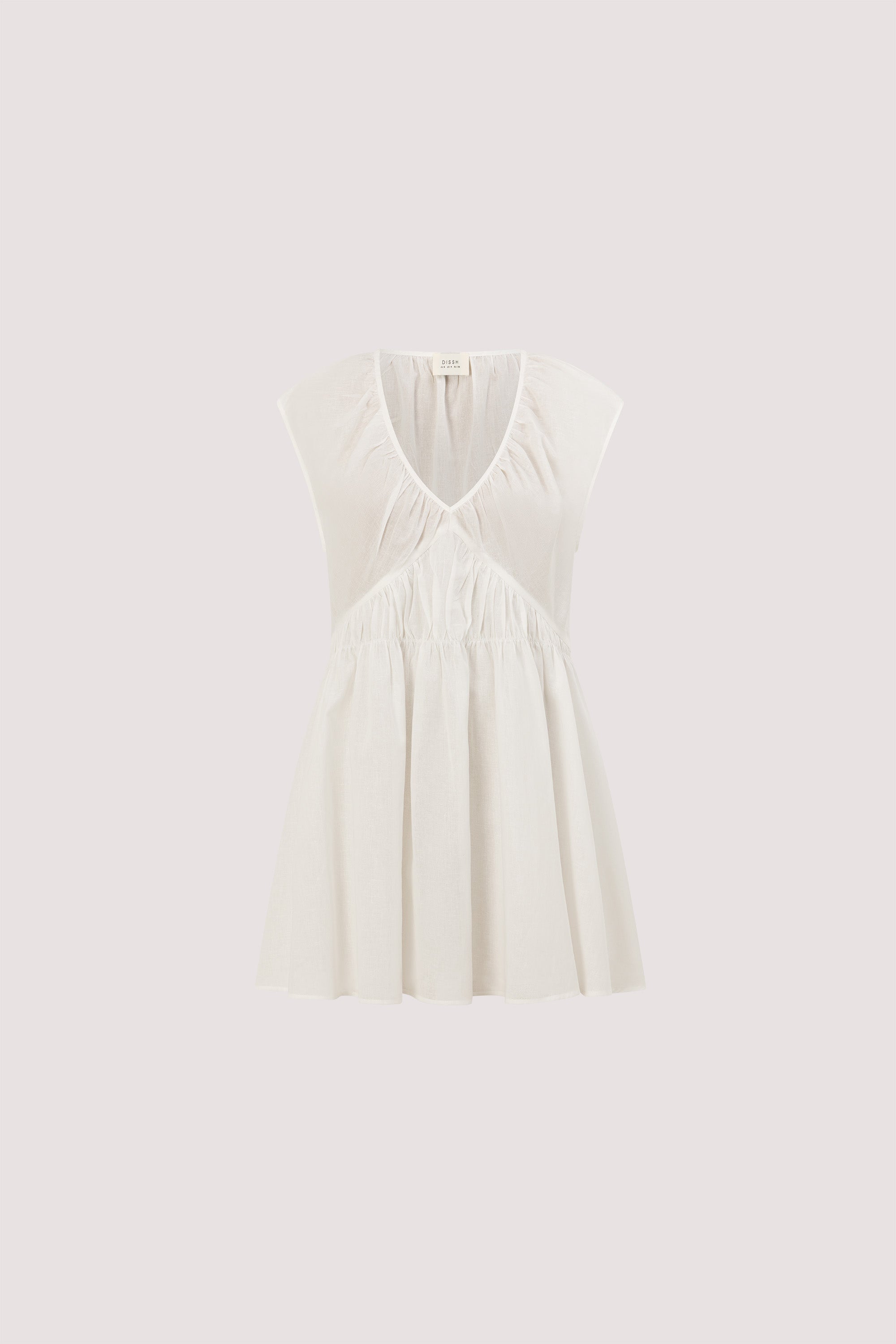 BILLIE WHITE LINEN BLEND MINI DRESS