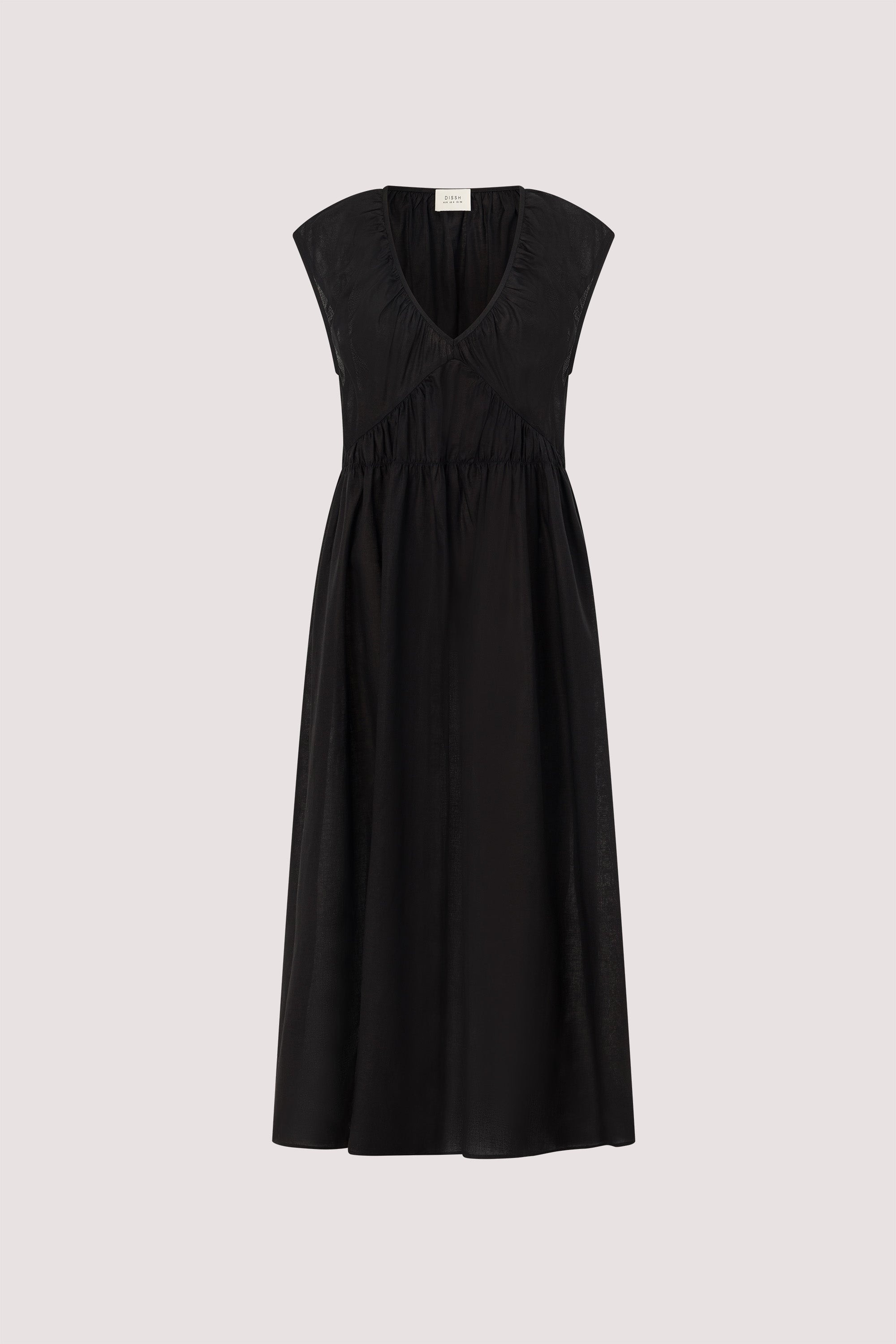 BILLIE BLACK LINEN BLEND MIDI DRESS