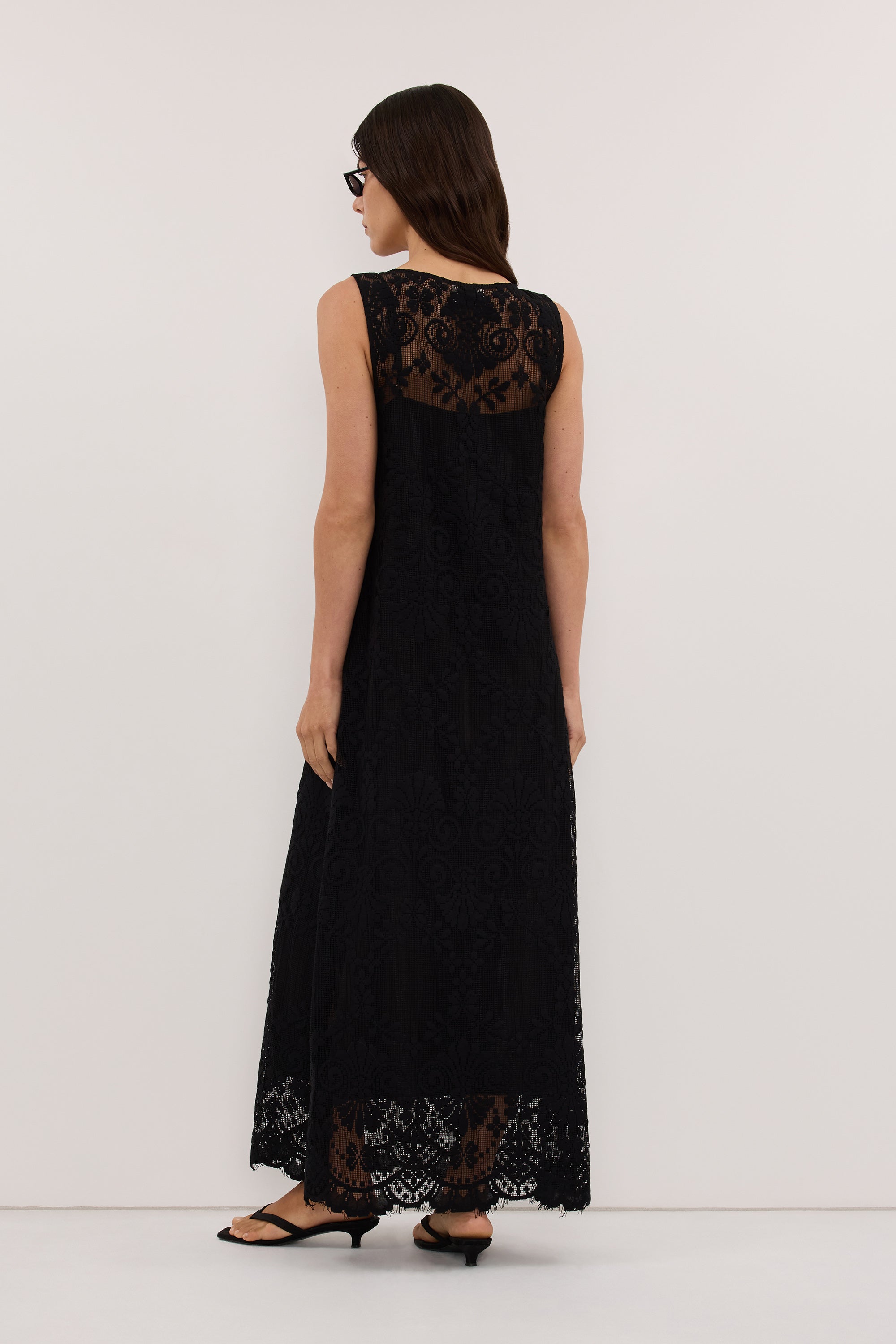 REINA BLACK LACE MIDI DRESS