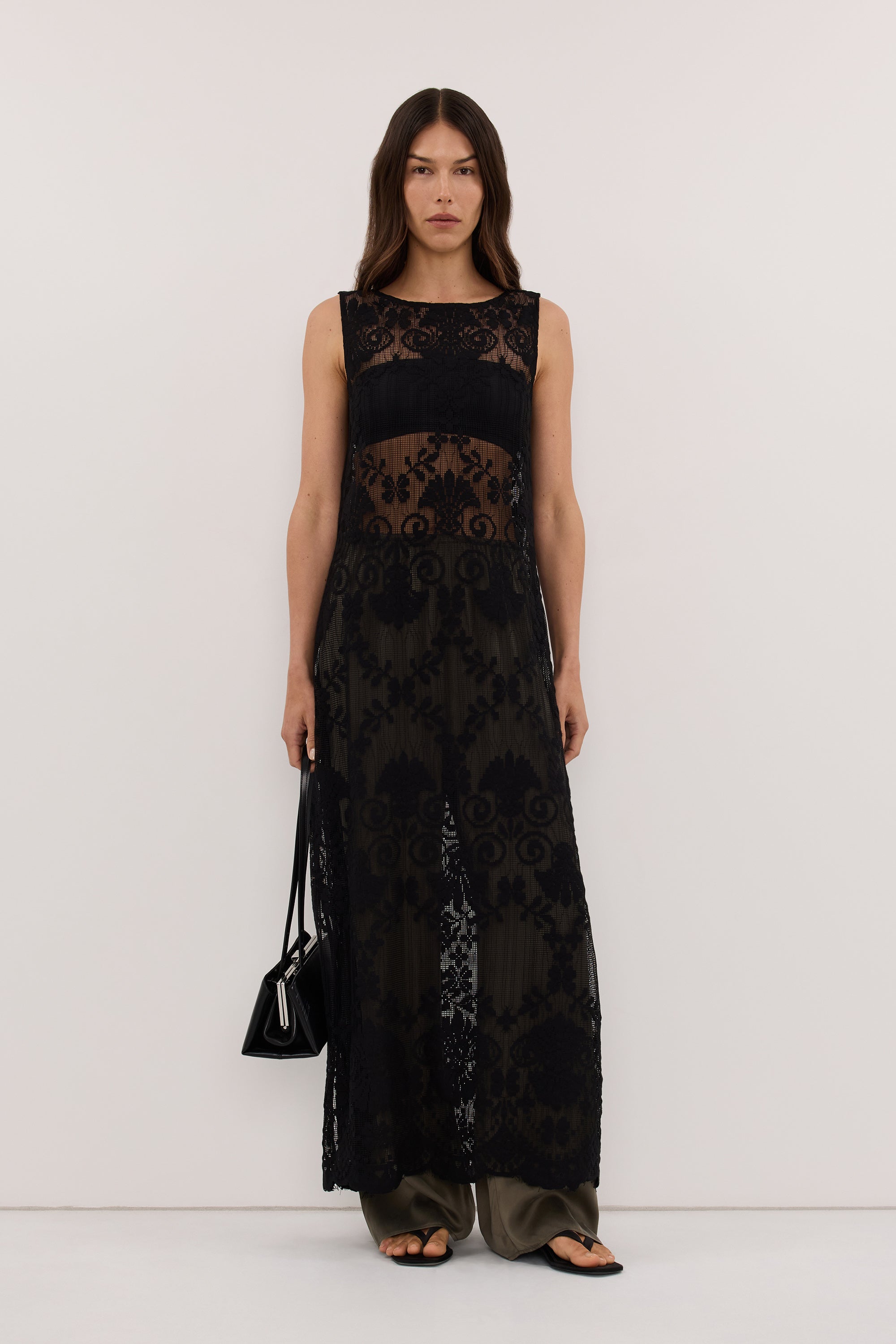 REINA BLACK LACE MIDI DRESS