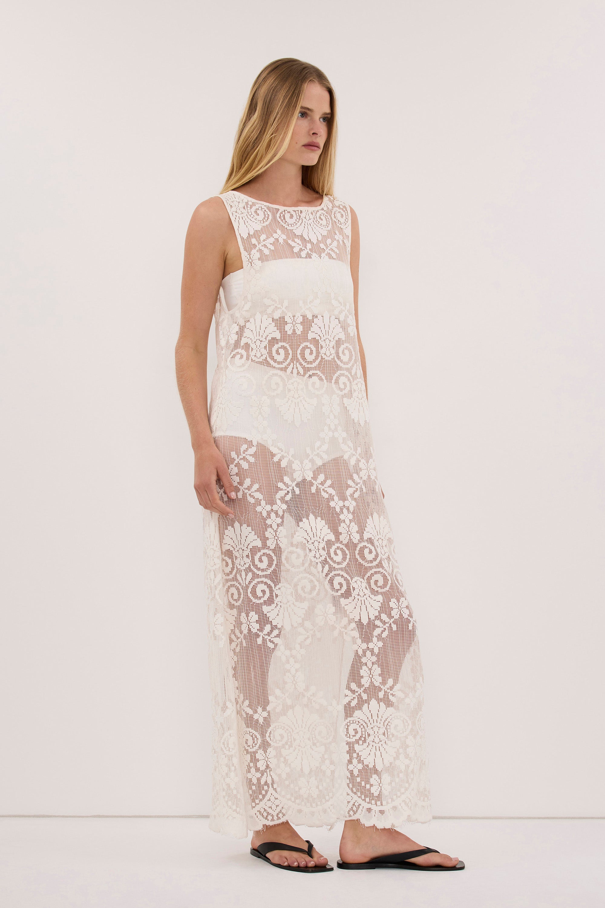 REINA IVORY LACE MIDI DRESS