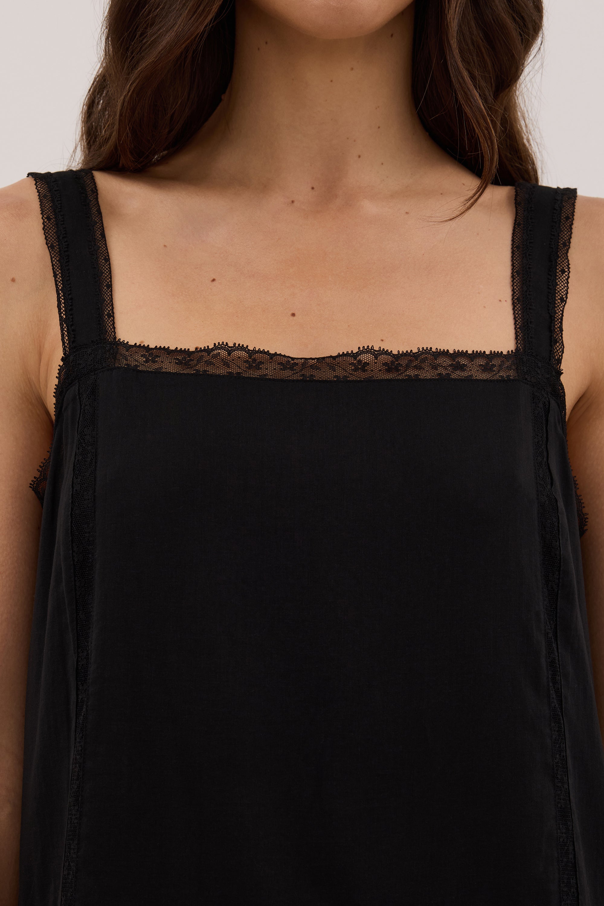ROSIN BLACK COTTON VOILE MINI DRESS