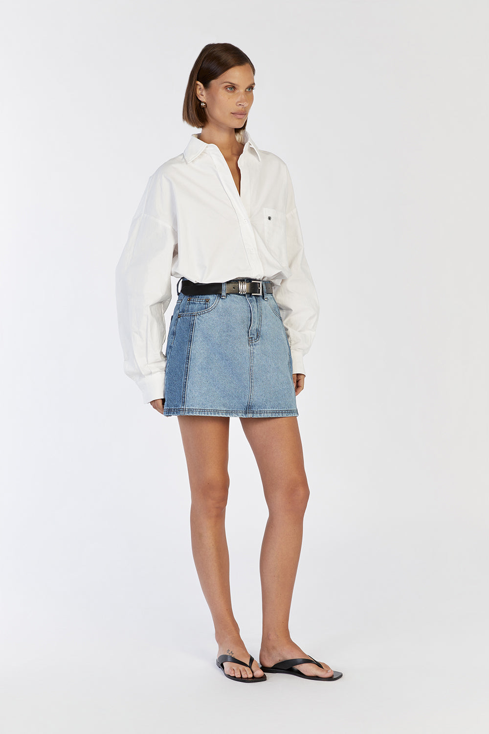 Two toned sale denim skirt