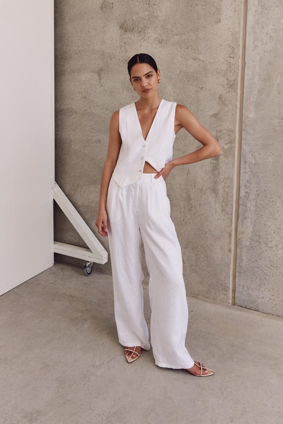 White 2025 pants linen