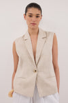 SELAH NATURAL LINEN SLEEVELESS VEST