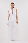 SELAH WHITE LINEN SLEEVELESS VEST