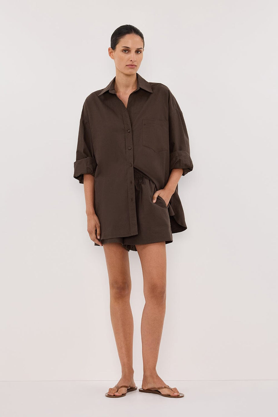 RHEA BITTER CHOC COTTON SHIRT Clothing DISSH Boutiques 4 BITTER CHOCOLATE 