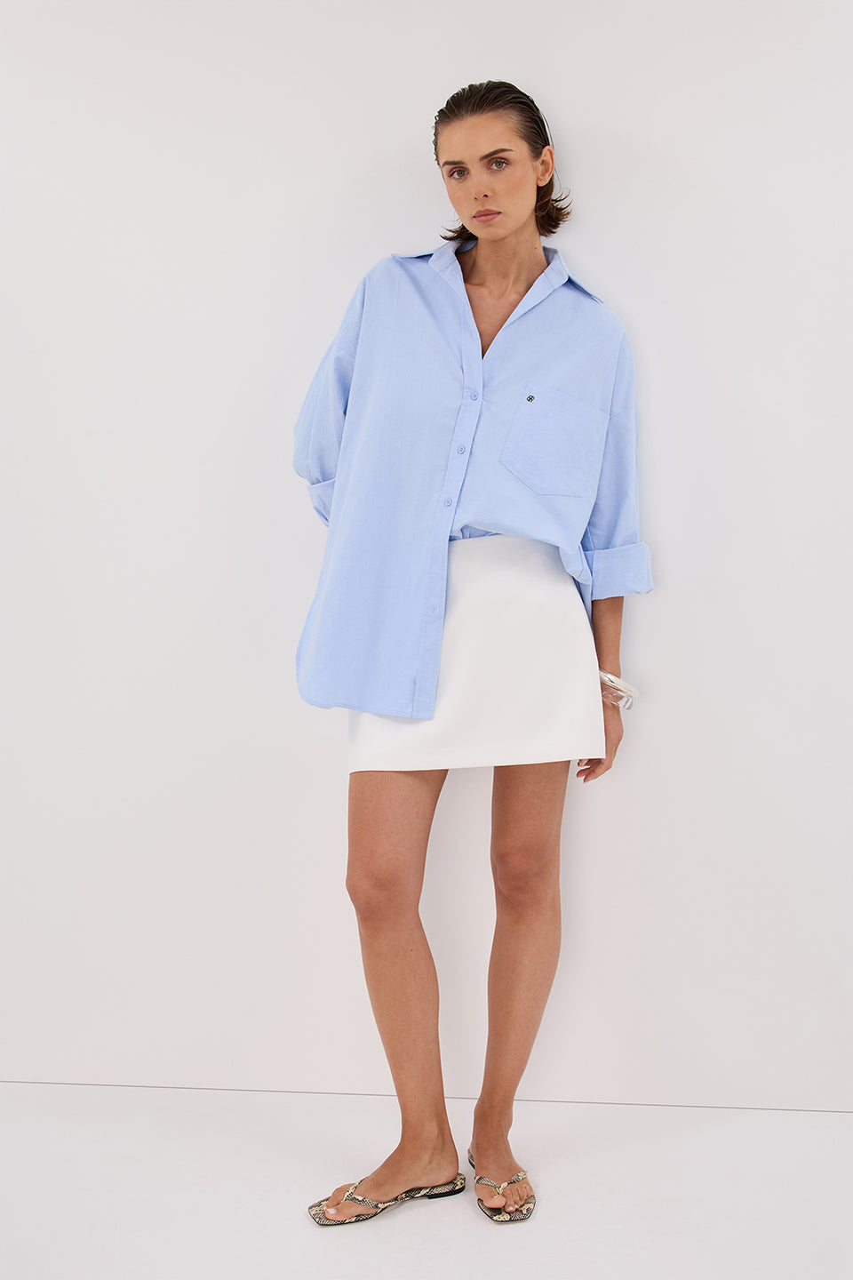 RHEA BLUE COTTON SHIRT Clothing DISSH Boutiques 