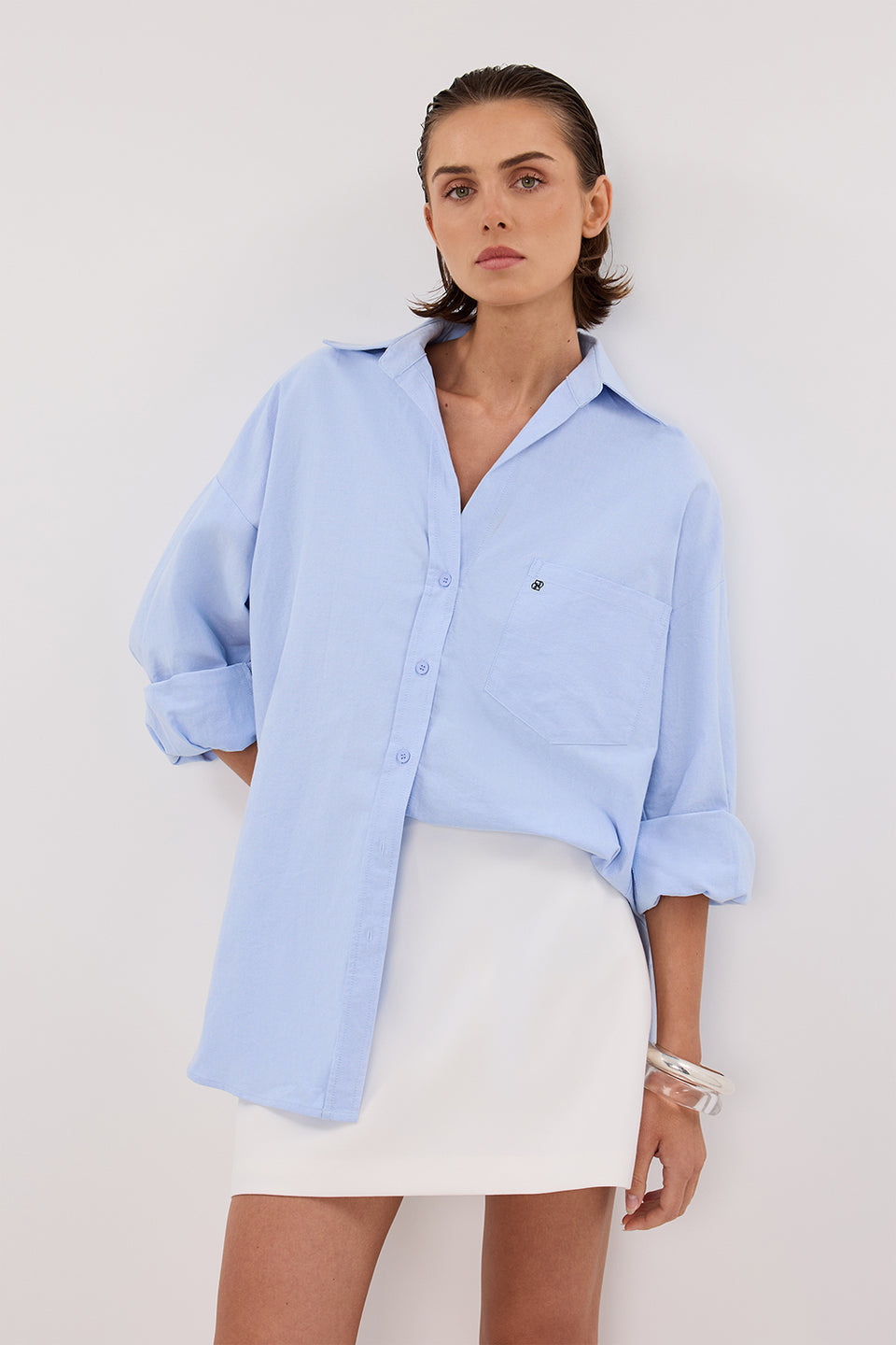 RHEA BLUE COTTON SHIRT Clothing DISSH Boutiques 