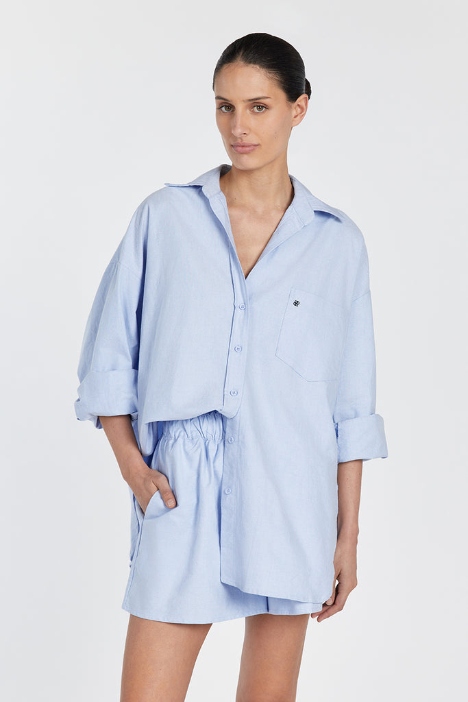 RHEA BLUE COTTON SHIRT | Dissh