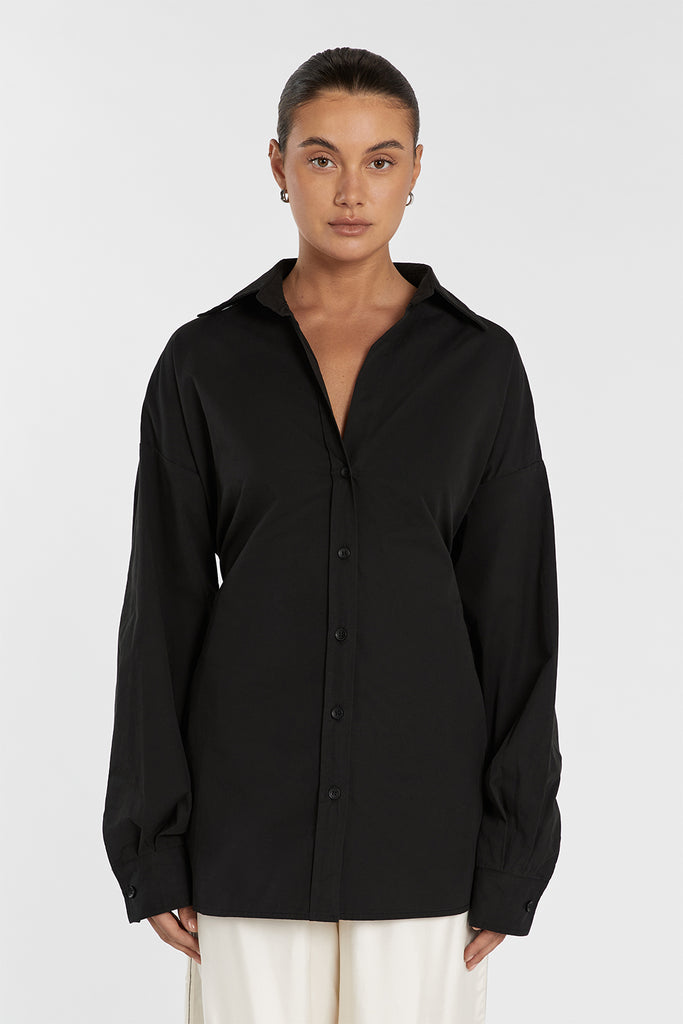 BLAKE BLACK OVERSIZED TIE SHIRT | Dissh