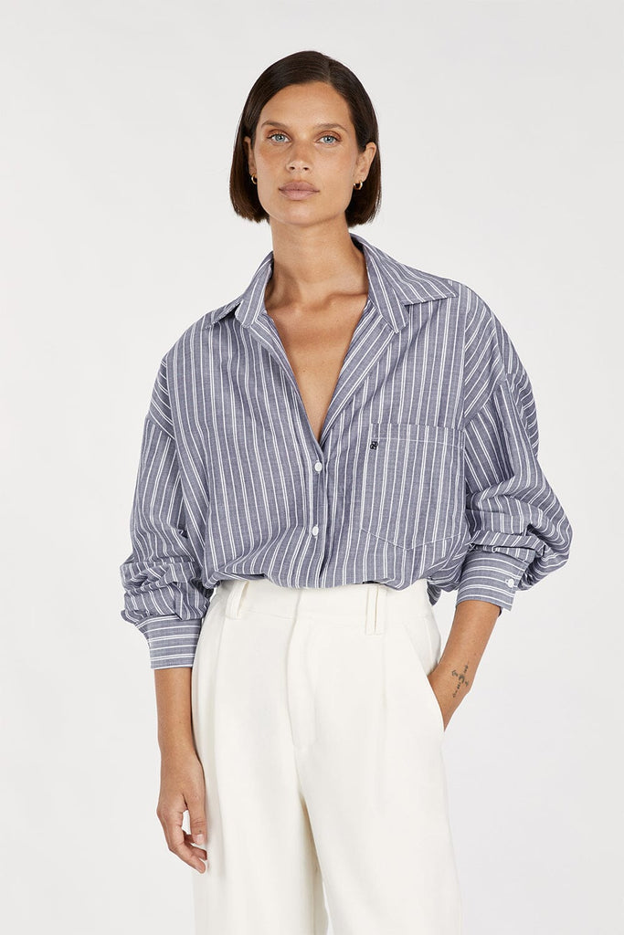 SHARNI BLUE COTTON STRIPE SHIRT | Dissh