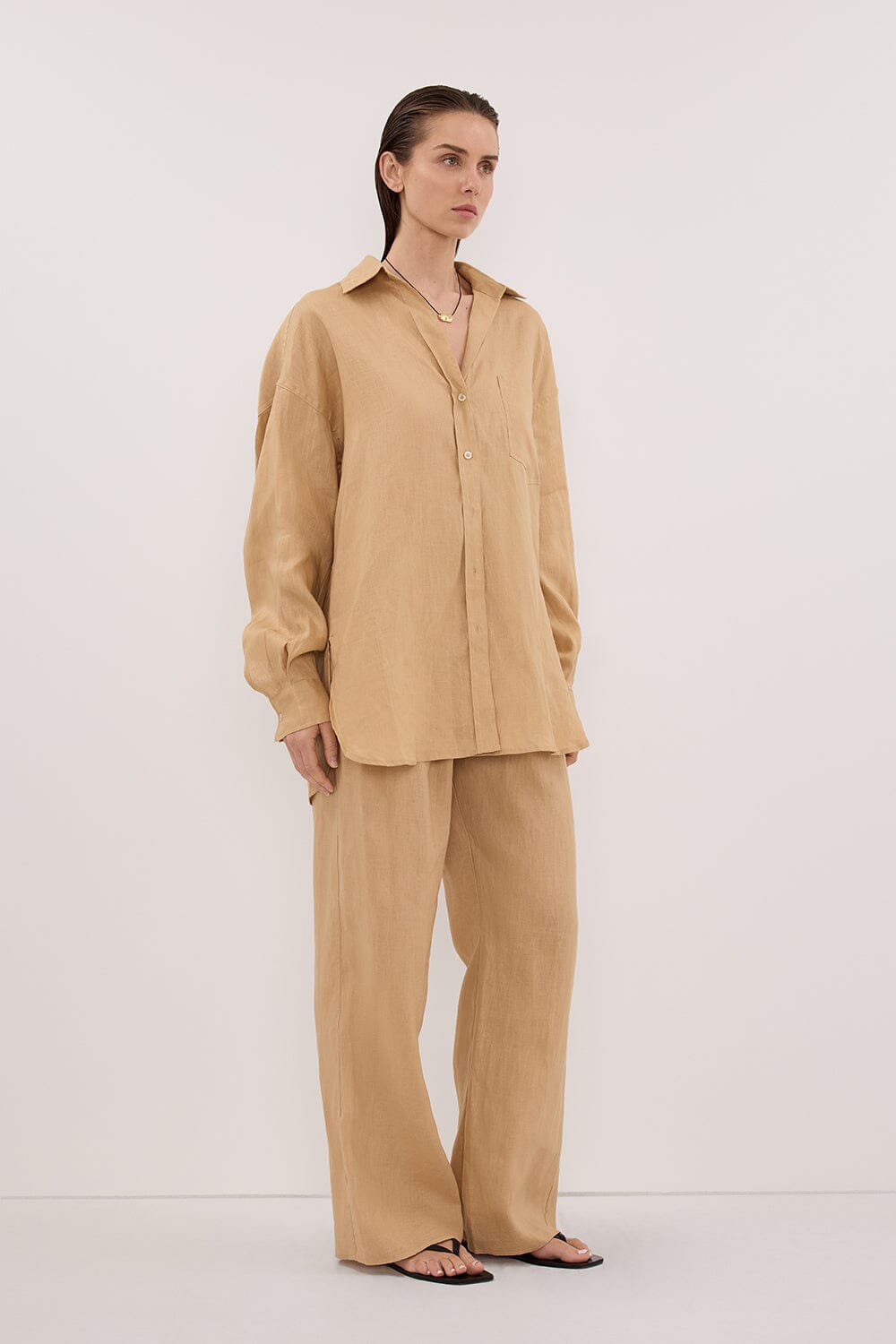 LUNE TAN OVERSIZED LINEN SHIRT Clothing DISSH Boutiques 